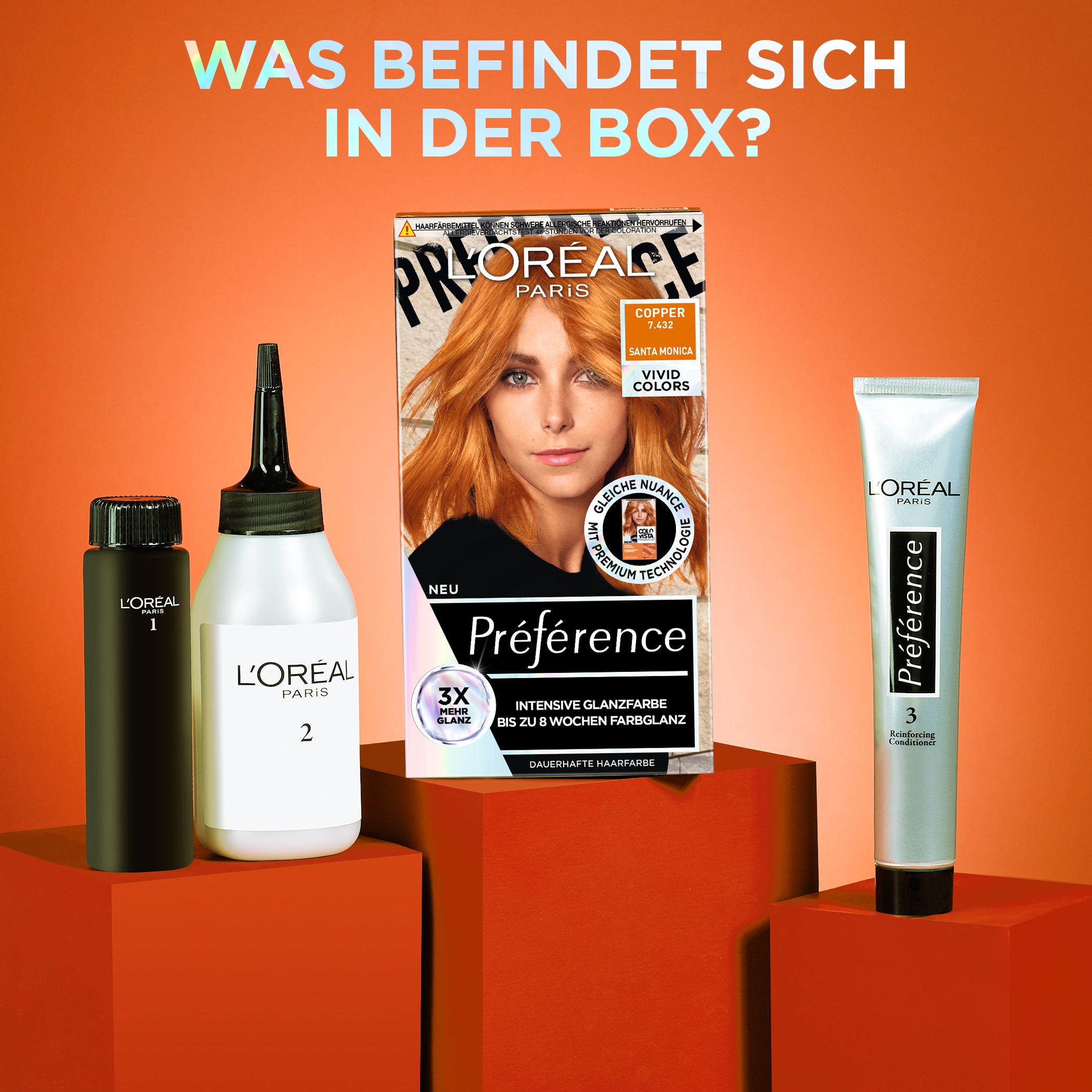 L'ORÉAL PARIS Coloration »Préférence Vivid Colors«, (Packung, 3 tlg.), mit pflegender Formel