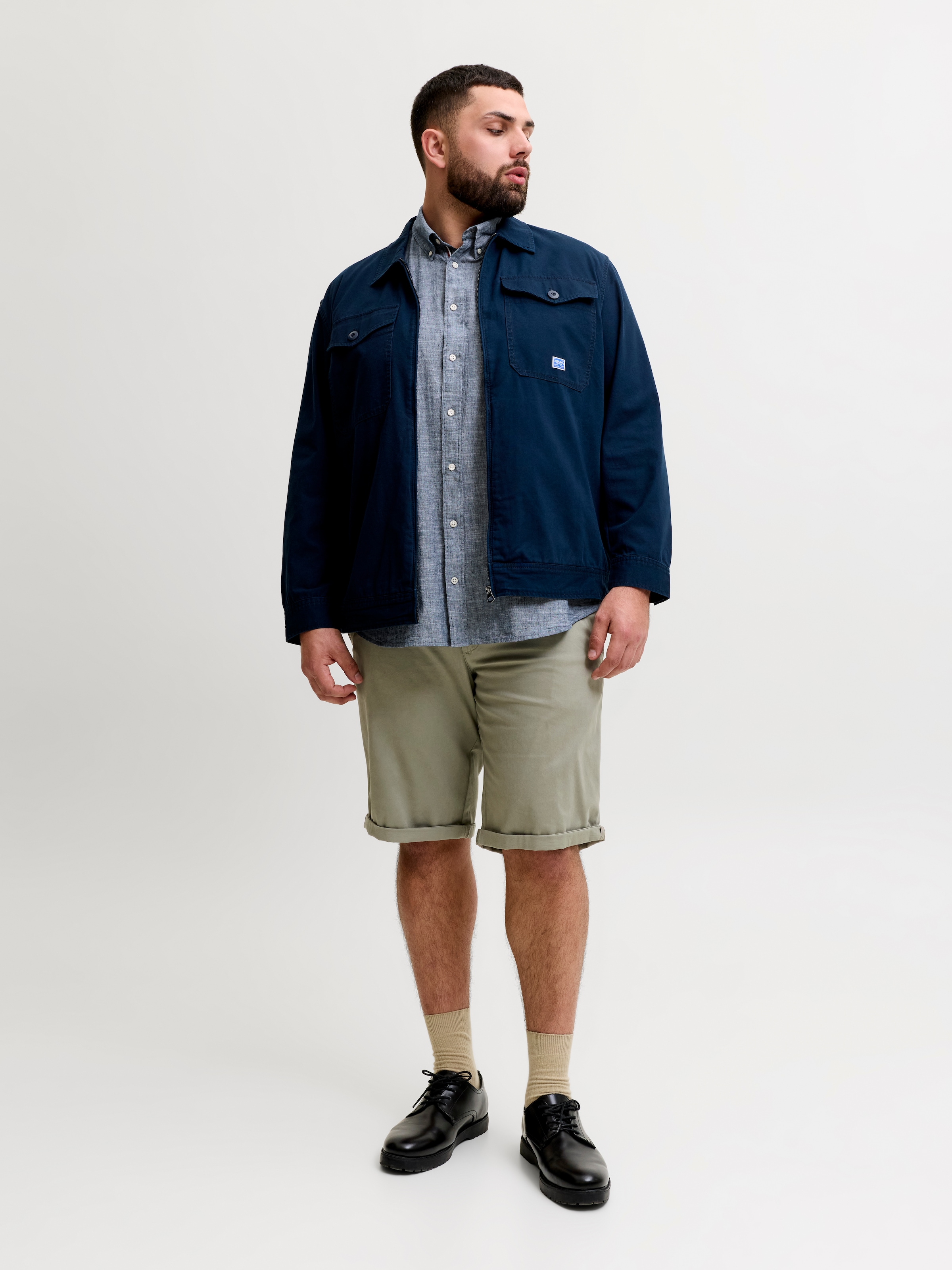 Jack & Jones PlusSize Kurzarmhemd »JPRBLUSUMMER LINEN BLEND SHIELD SS PLS« mit Stickerei