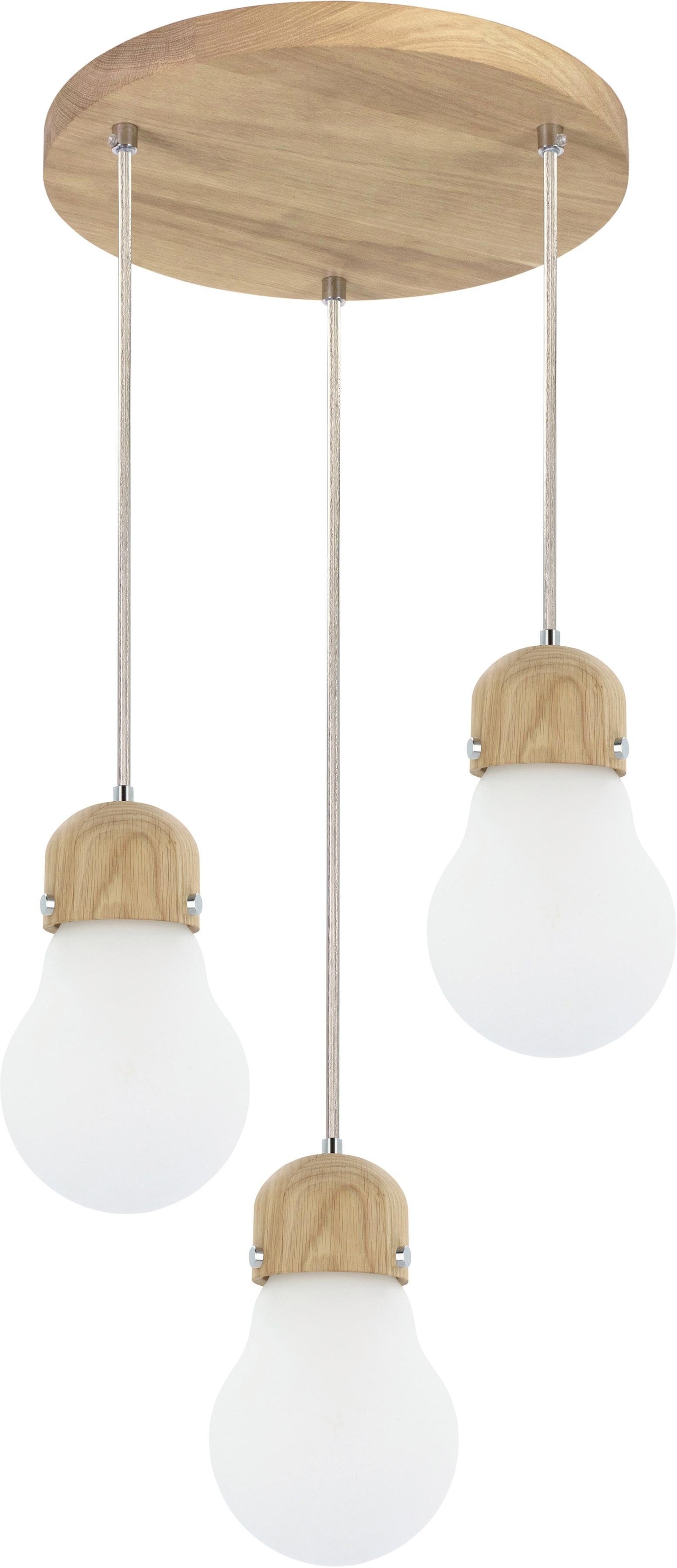 BRITOP LIGHTING Pendelleuchte »BULB WOOD«, flammig-flammig, Eichenholz, aus bei aus online Naturprodukt kürzbar OTTO Hängeleuchte, Schirme 3 Glas