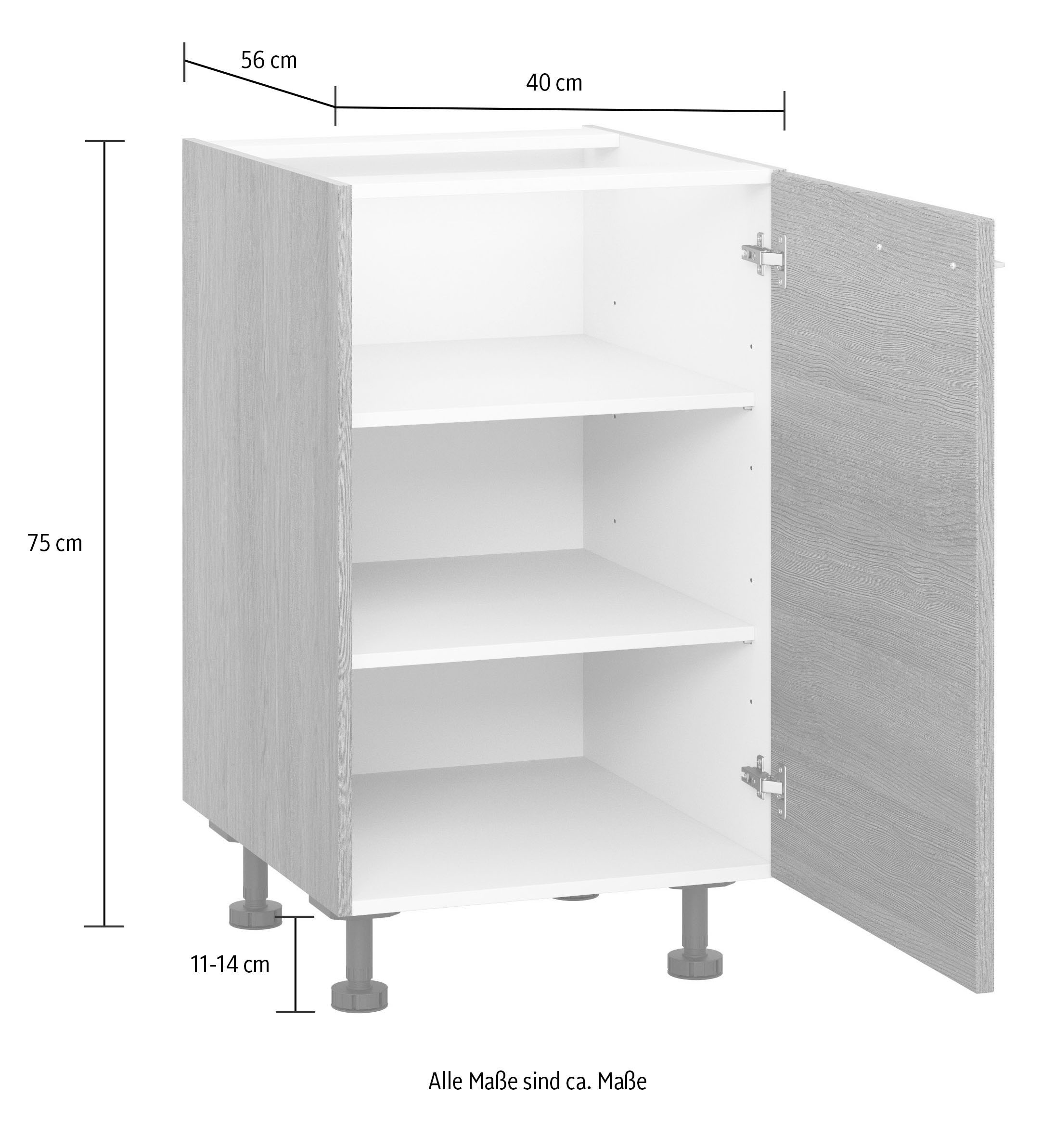 KOCHSTATION Unterschrank »KS-Trea U40«, mit zwei Einlegeböden, Breite 40 cm, Höhe 75 cm
