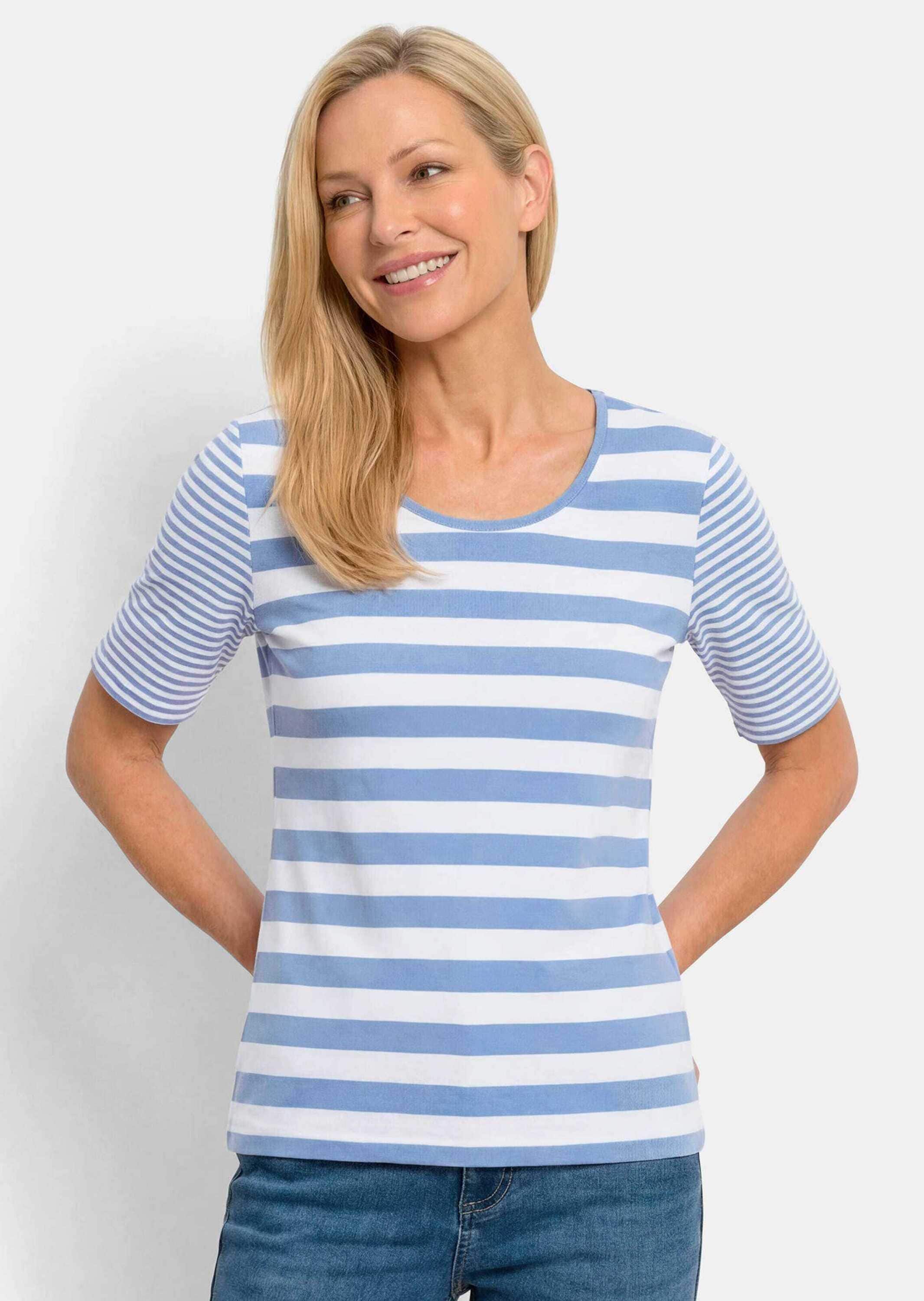 GOLDNER Kurzarmshirt »Streifenshirt aus softer Baumwollmischung« stretchbequemer Viskosejersey