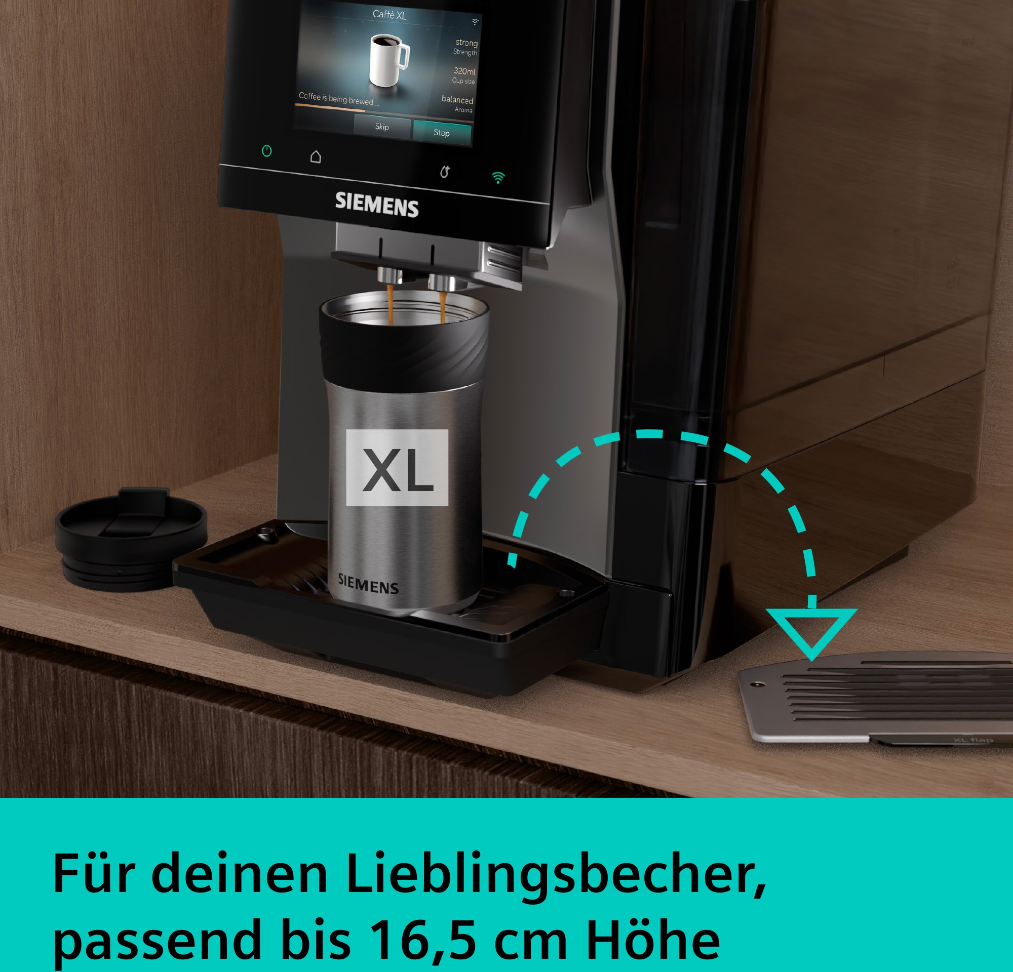 SIEMENS Kaffeevollautomat »EQ700 TP725E01, 41 verschiedene Getränke, XL-Getränke, 20 Favoriten« farbiges Full-Touch-Display, Doppeltassenfunktion, sehr leise, grau