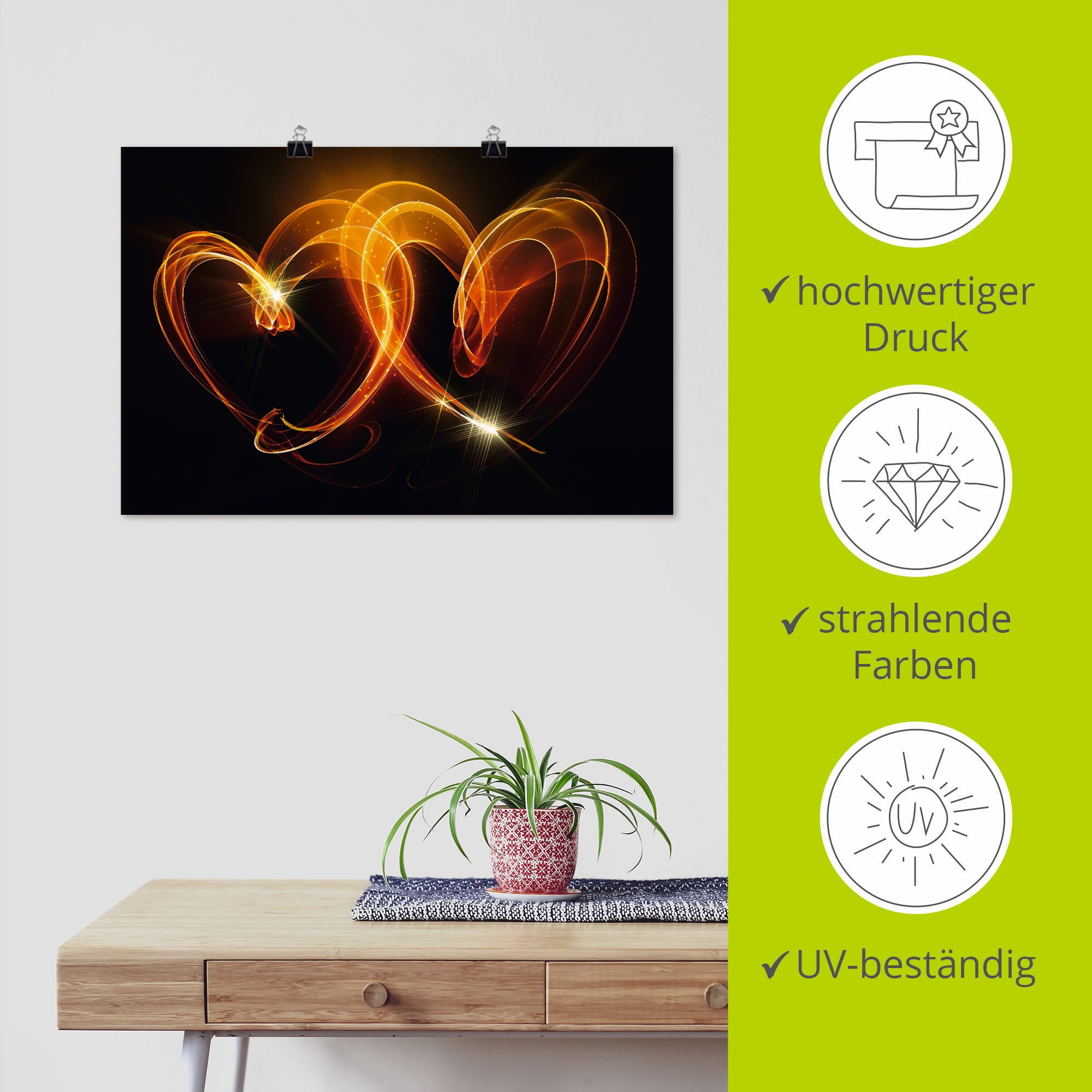 Artland Wandbild »Verbundenheit«, Herzen, (1 St.), als Alubild, Outdoorbild, Leinwandbild, Poster, Wandaufkleber