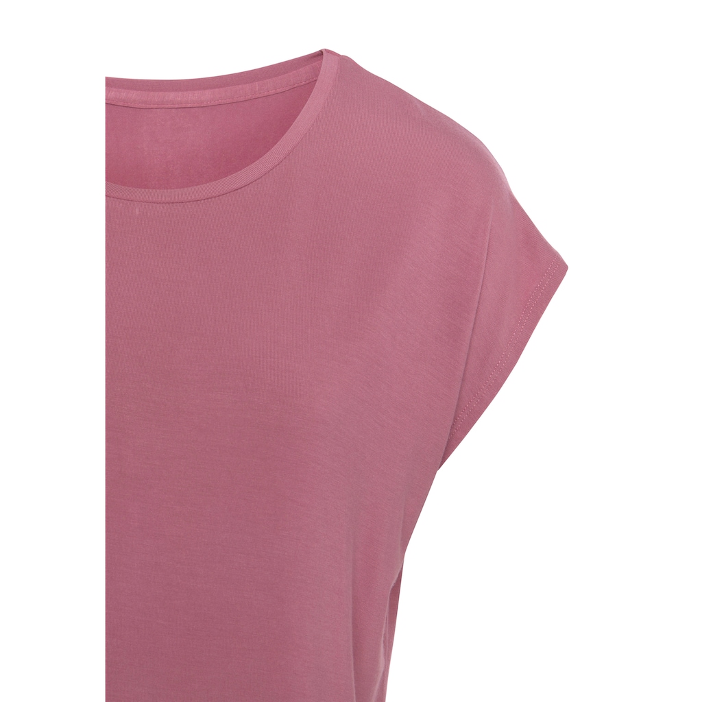 LASCANA Longshirt »Shirt mit Rundhals, Kurzarm«, (Packung, 2 tlg.), mit modisch gerundetem Saum