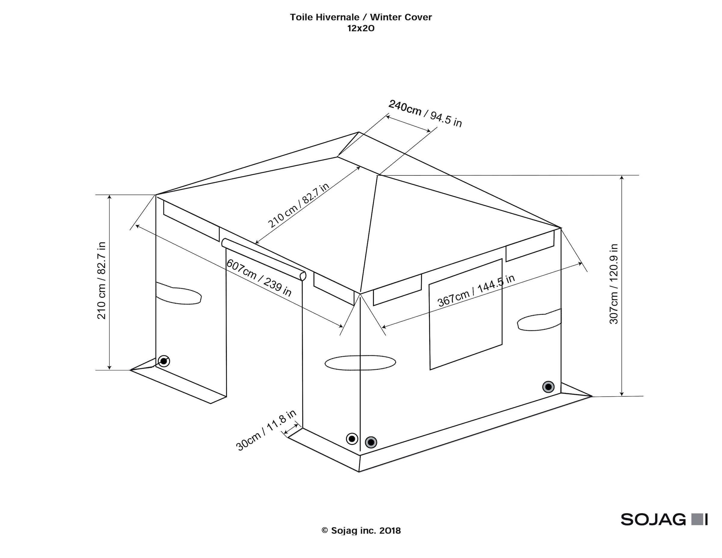 Sojag Pavillon-Schutzhülle, für Pavillon 12x20