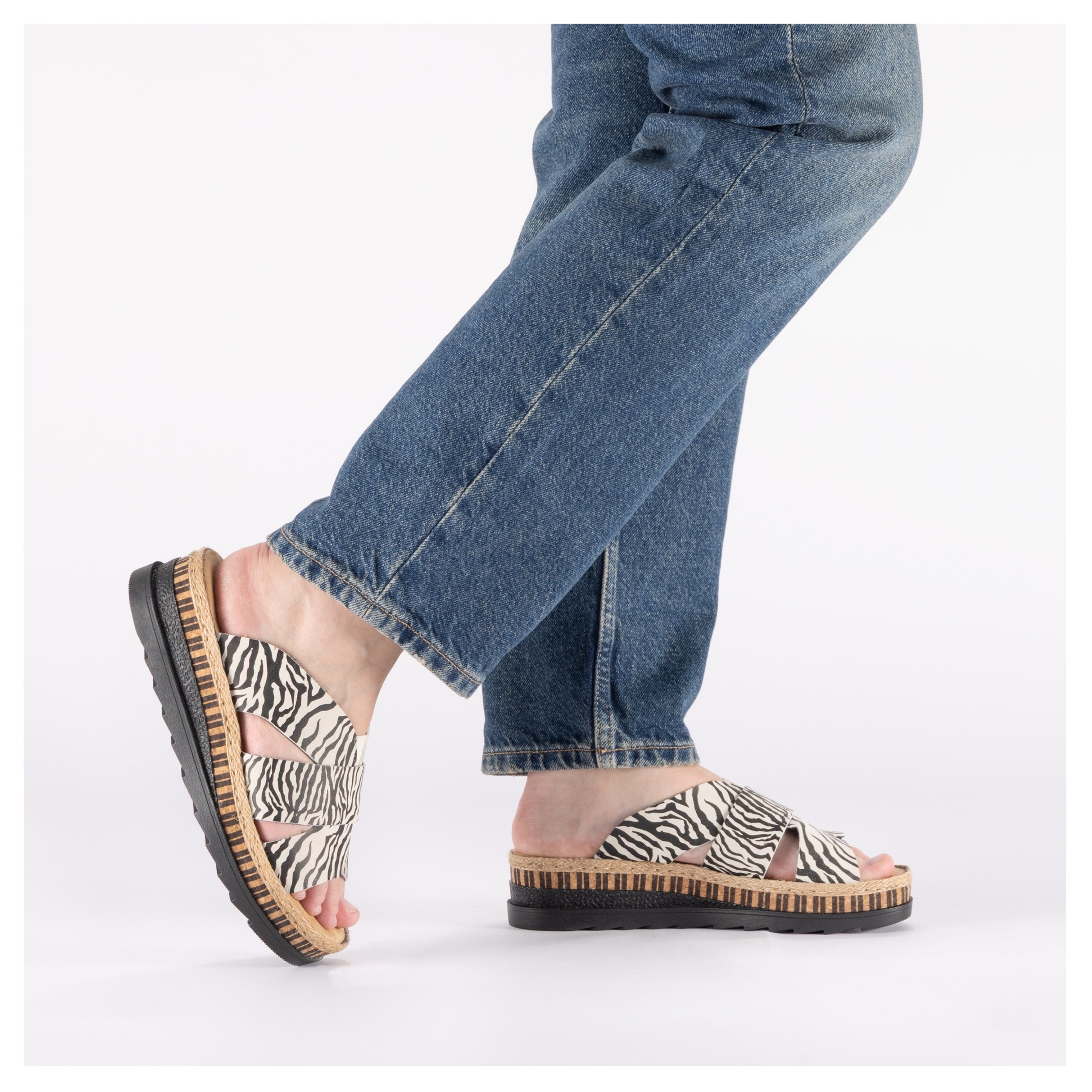 Rieker Pantolette  Keilabsatz, Sommerschuh, Schlappen mit Juteumrahmung