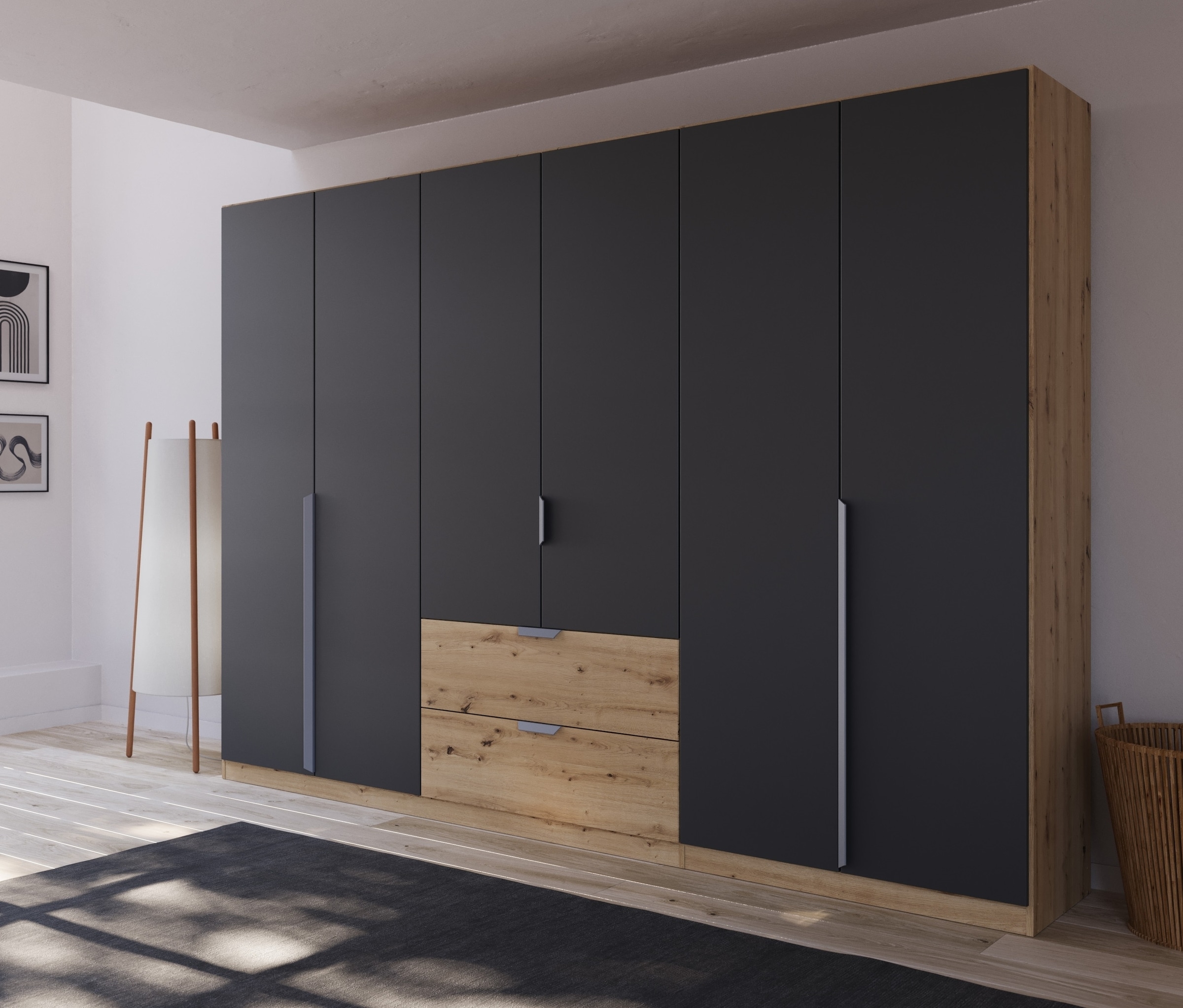rauch Drehtürenschrank »Dark&Wood by Quadra Spin«, im Industrial Style mit Metallgriffstangen
