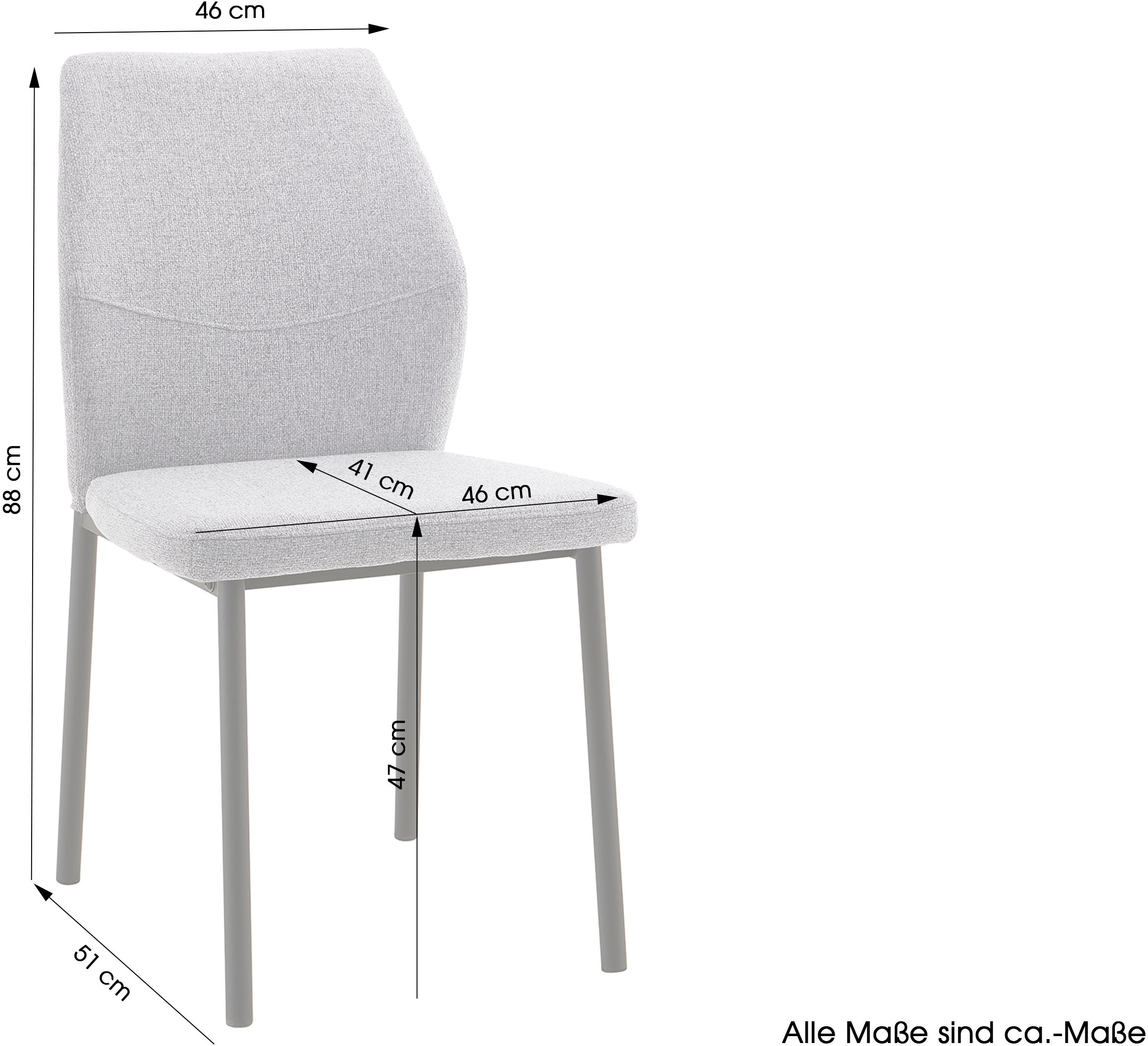 Home affaire Esszimmerstuhl »Lumos«, (Set), 4 St., Webstoff, Webstoff in vielen Farben erhältlich mit stabilem Metalluntergestell