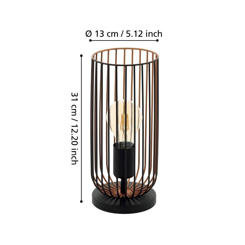 EGLO Tischleuchte »ROCCAMENA Tischlampe, Nachttischlampe, schwarz, kuper, Stahl, E27«, 1 flammig, Leuchtmittel E27 | ohne Leuchtmittel, Draht, Wohnzimmer, Schlafzimmer, Büro, Deko, Industrial, 31x13cm