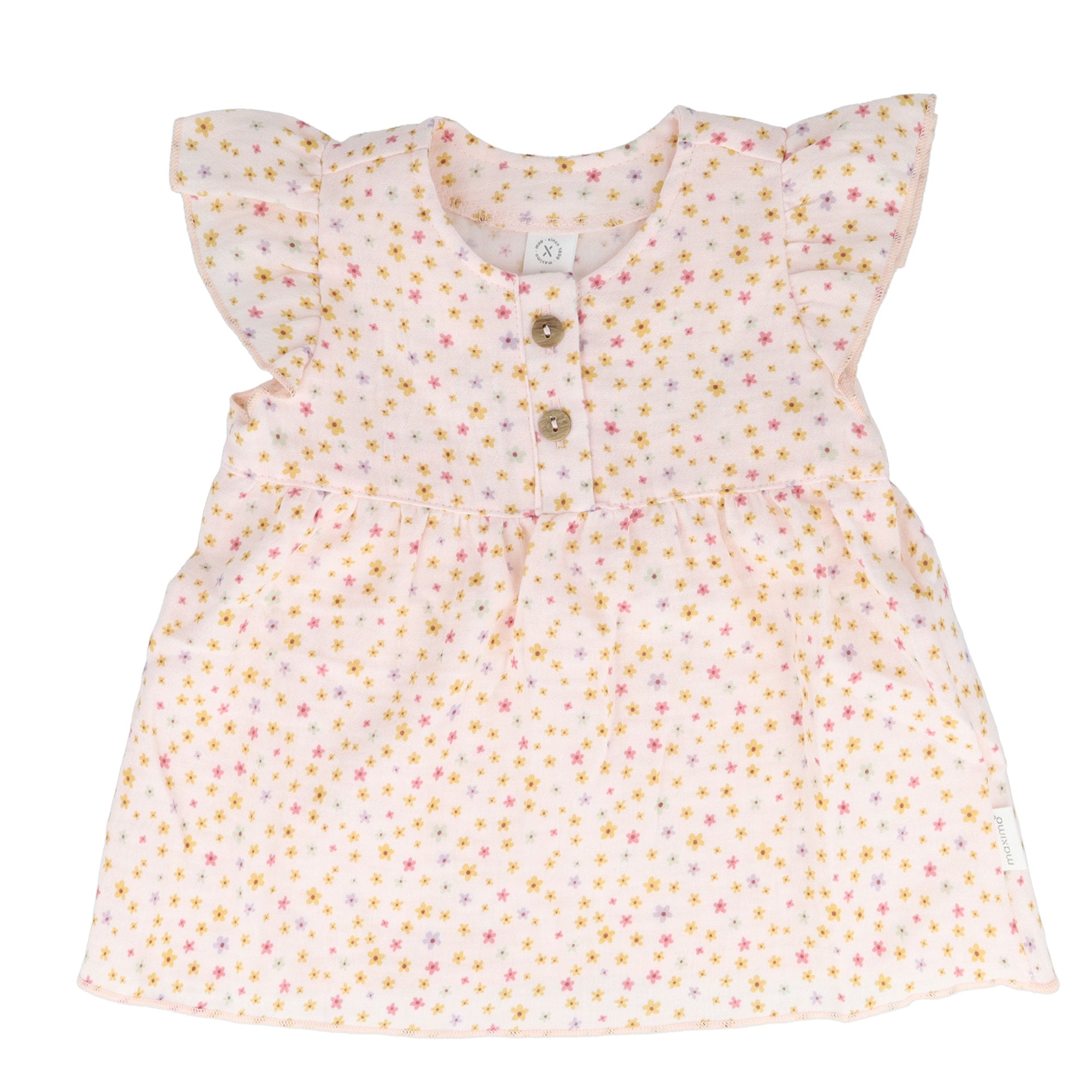 MAXIMO Shirttop 1 rosa, Blümchen, Musselin, Holzknöpfe, Baby Girl