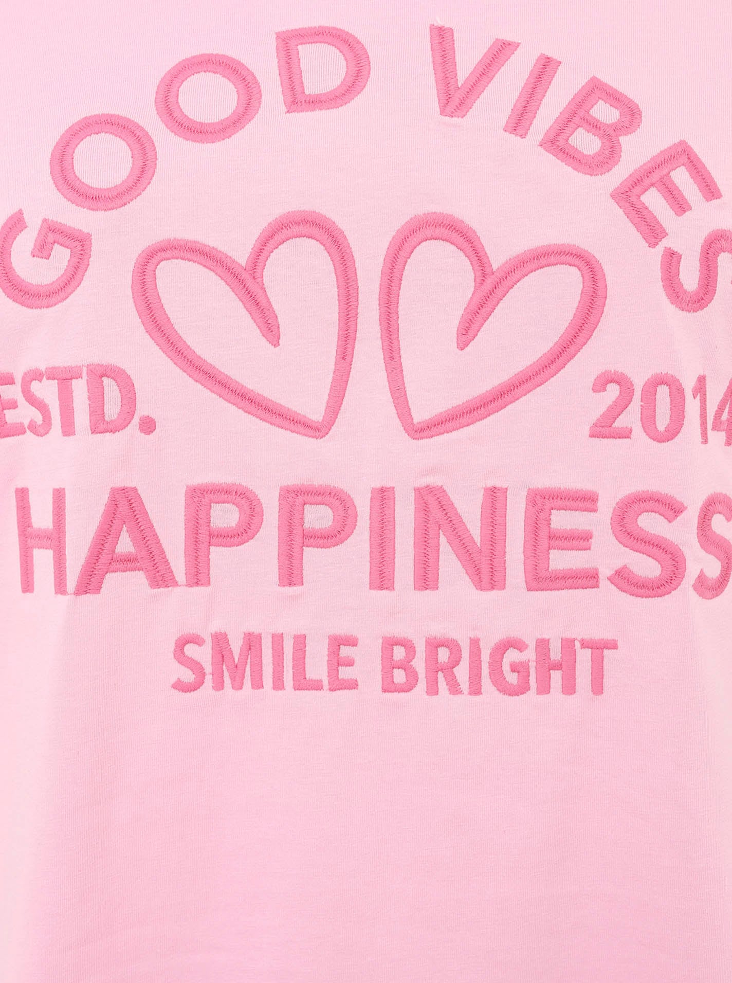 Zwillingsherz T-Shirt »"Happiness Vibes"« ton in ton Stickerei, kurzarm, Rundhals