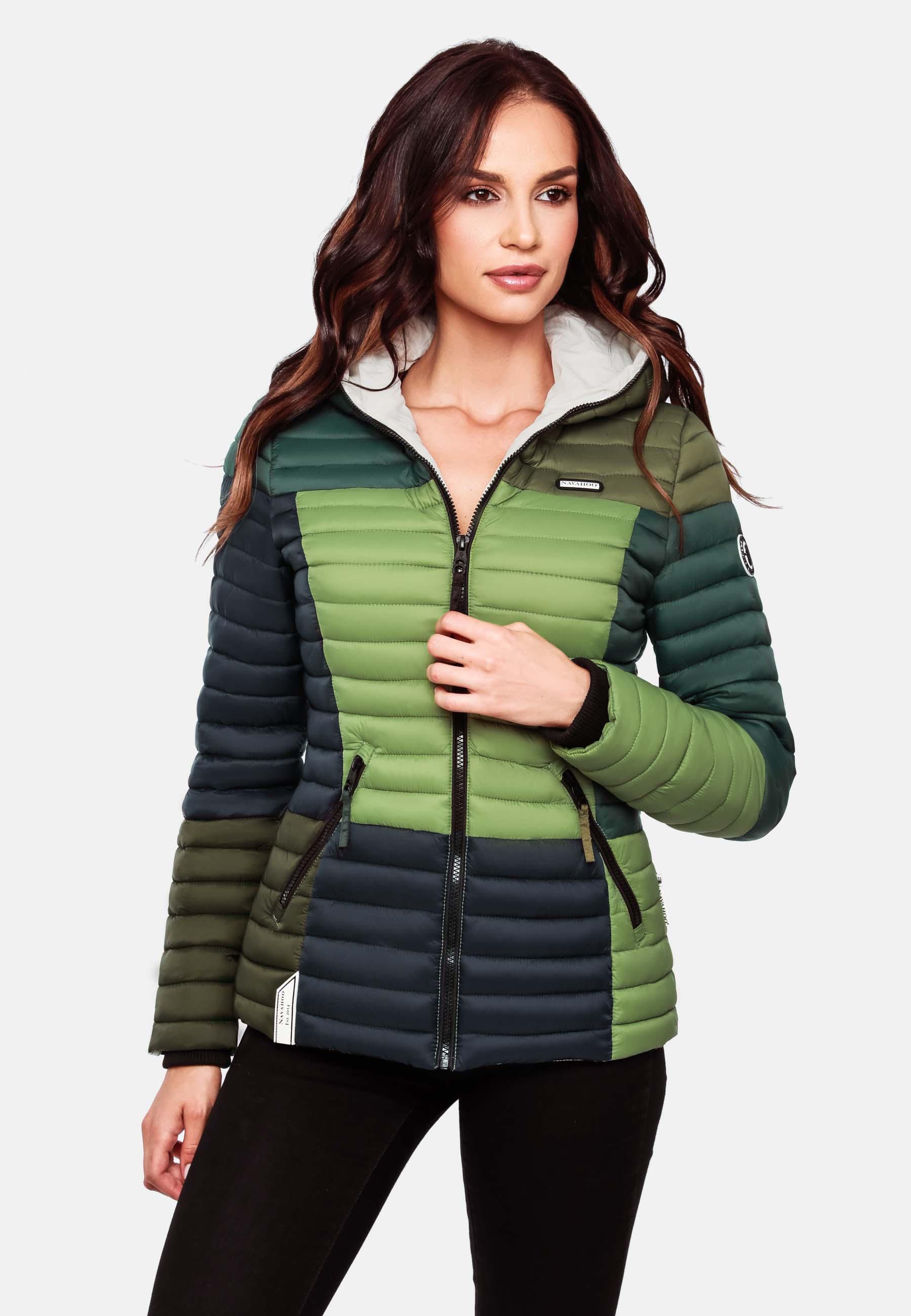 Navahoo Steppjacke »Steppjacke Multikulti«, mit Kapuze, stylische Colorblocking Übergangsjacke m. Kapuze
