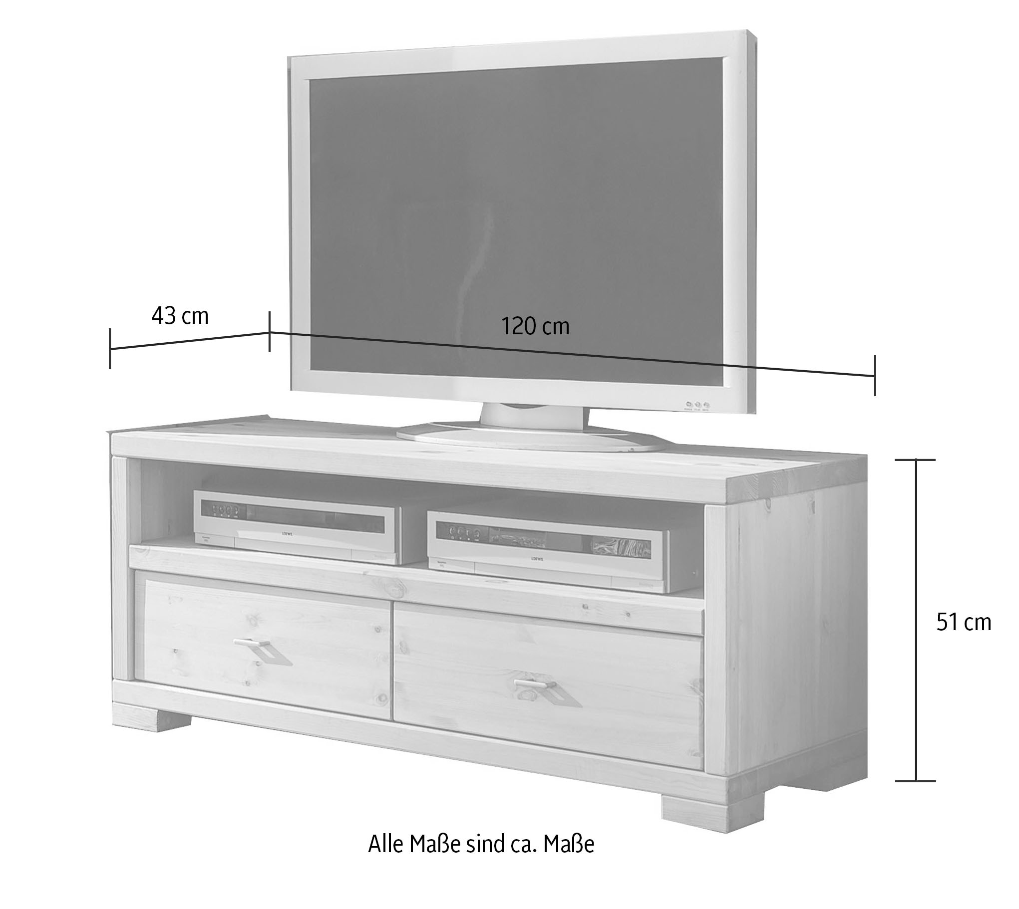 Wohnglücklich Kiefer »Vita«, OTTO massiv, by 120 cm, bei Landhausstil Infantil TV-Board Breite Lowboard