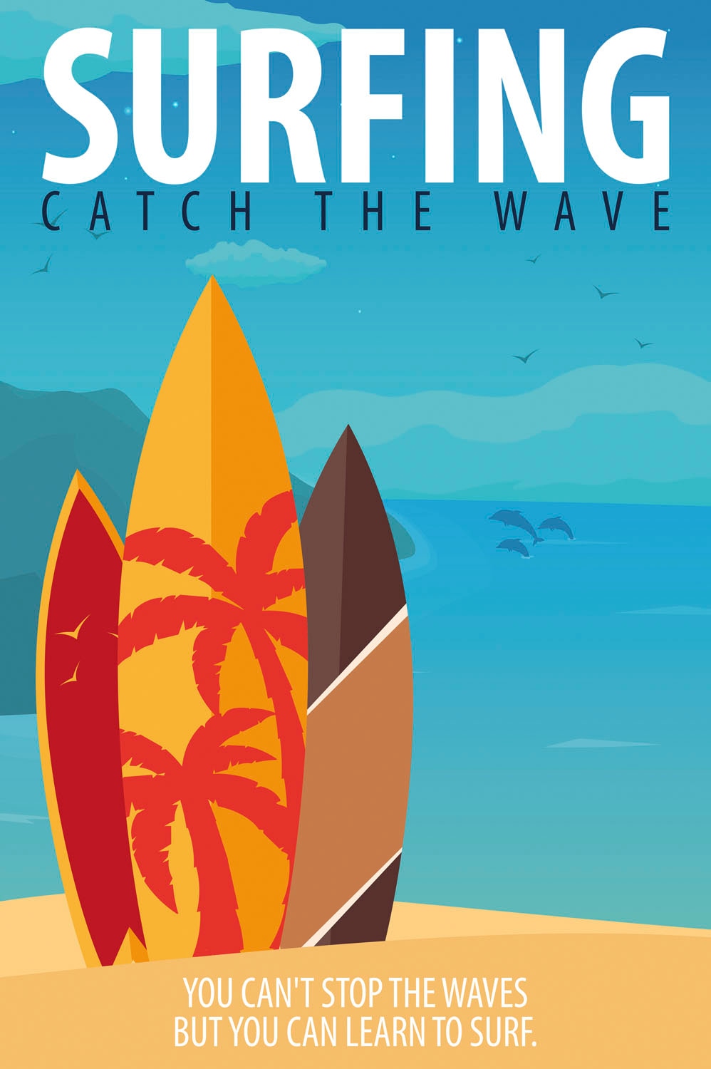 queence Metallbild »Catch the Wave«, Schriftzüge-Schriftzug, (1 St.), Stahlschilder