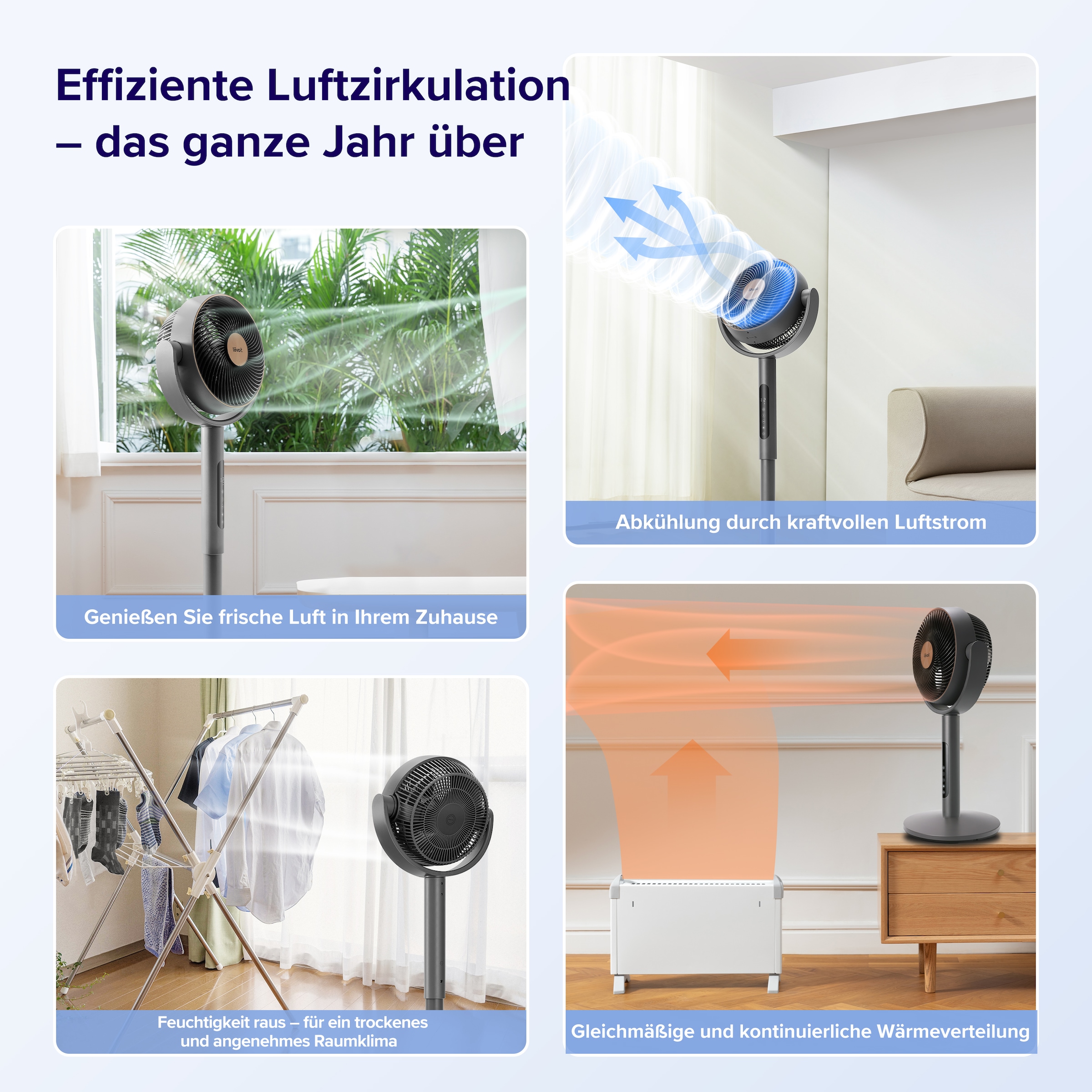 Levoit Standventilator »Pedestal Air Circulator Fan« Fernbedienung, 12 Lüftergeschwindigkeiten, höhenverstellbar
