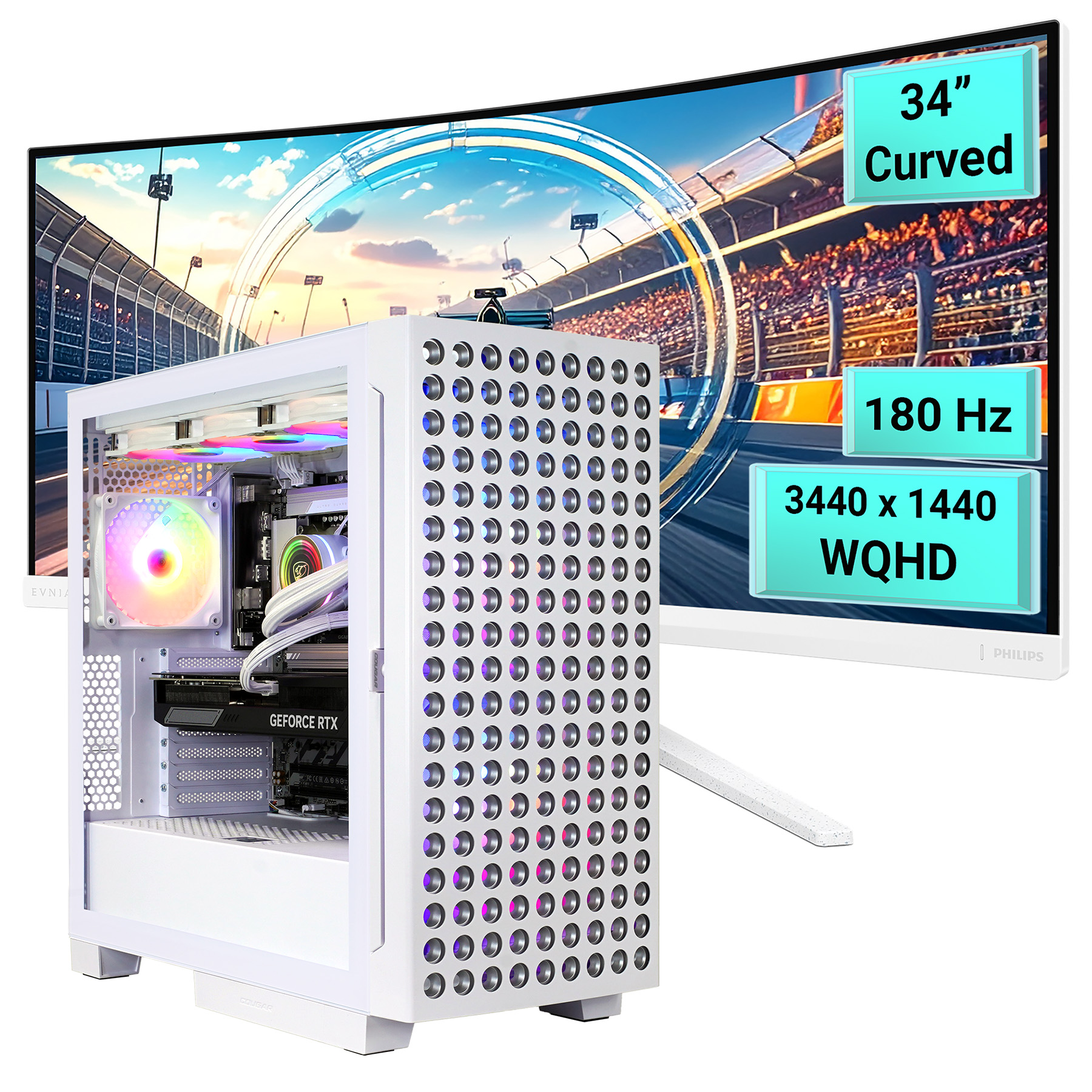 Cougar Gaming-PC-Komplettsystem »AIRFACE ECO WT SET2666 Ryzen 7 9800X3D RTX 5070Ti 64GB DDR5 2TB SSD« 34 ′′ AMD Ryzen 7 GeForce RTX 5070Ti 64 GB...