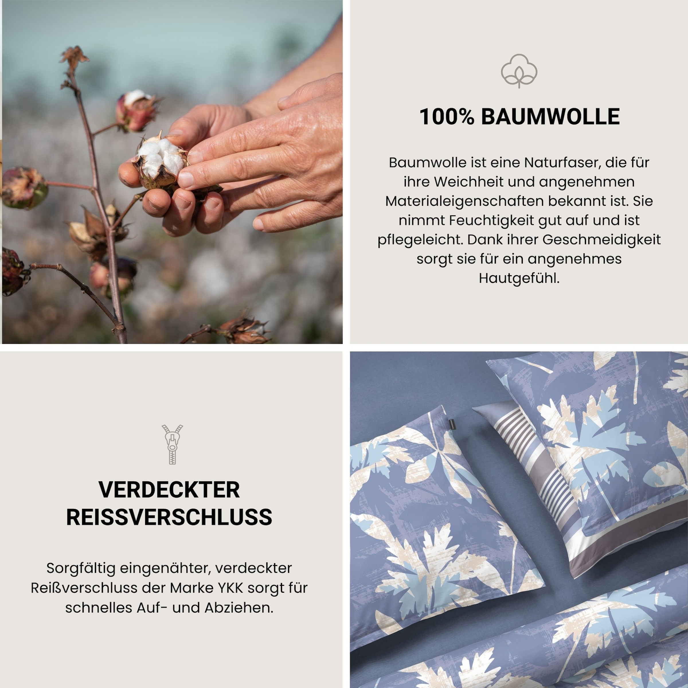 Schiesser Bettwäsche »Vera aus weichem Baumwoll-Satin mit floralem Muster« 2 tlg. OEKO-TEX® MADE IN GREEN