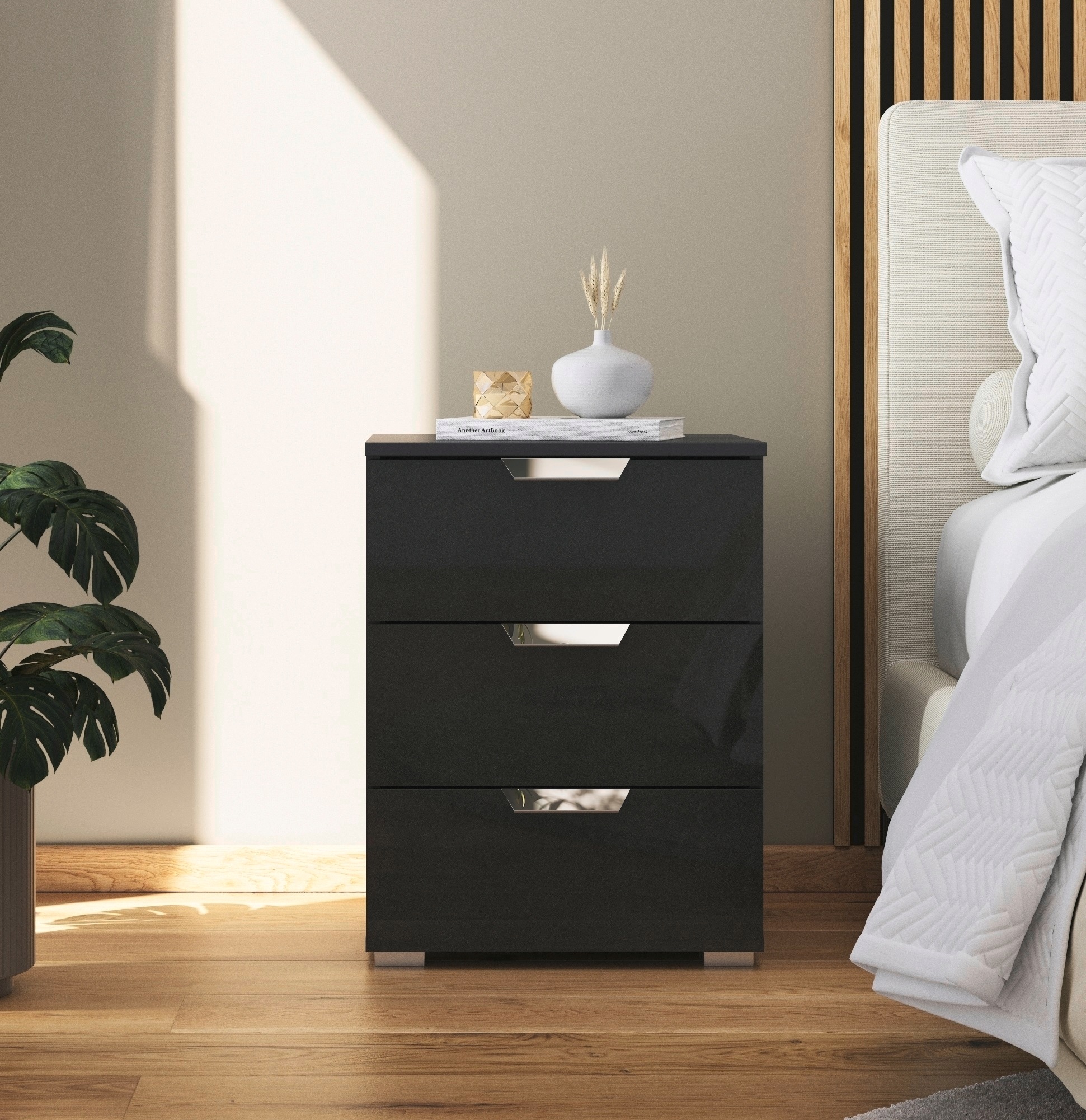 rauch Nachtkommode »Glamour by Aditio«, mit Hochglanzfront, 3 Schubladen mit Softclose-Funktion