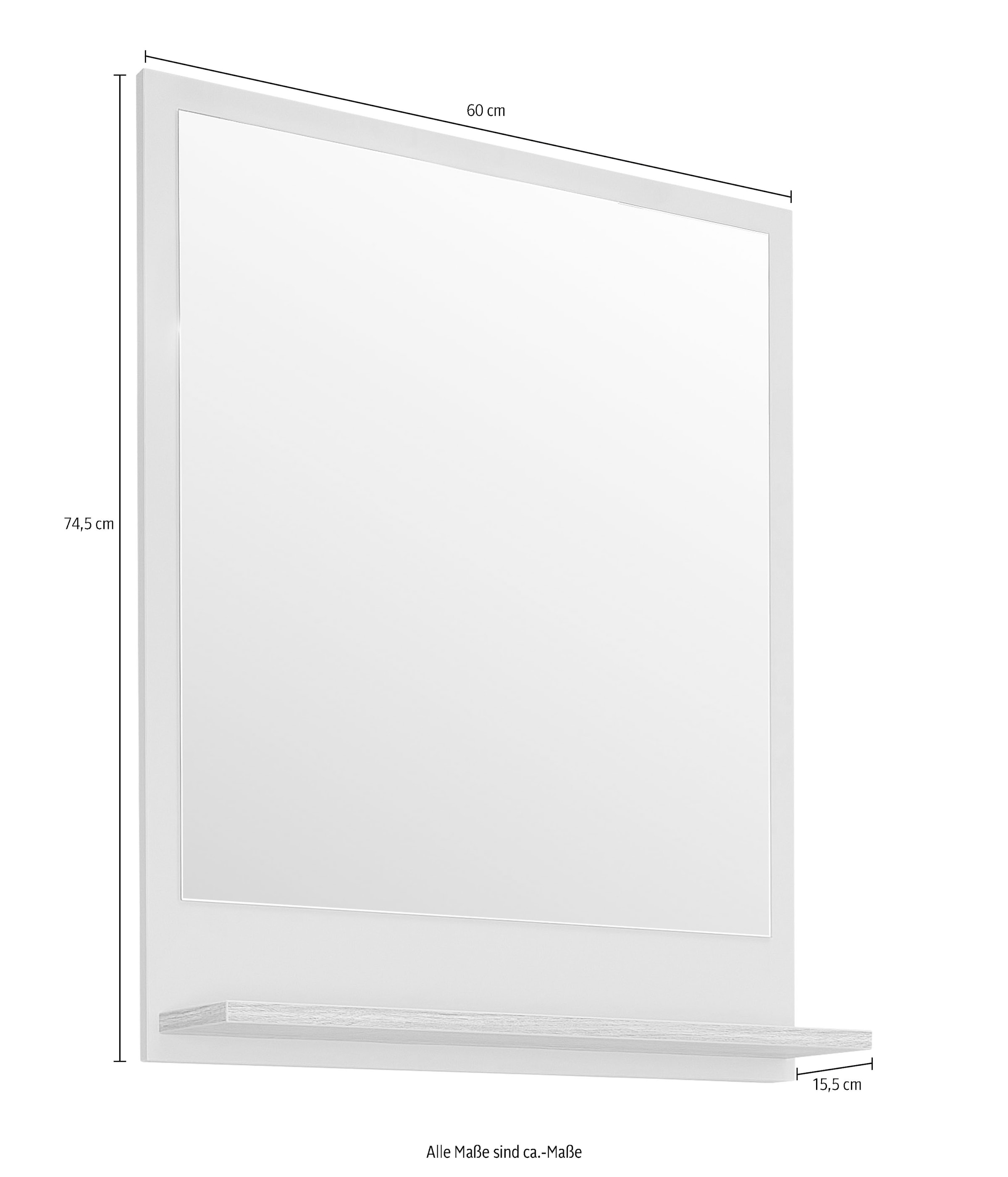 Saphir Badspiegel »Quickset 963 Spiegel mit Ablage, 60 cm breit, 74,5 cm hoch«, Flächenspiegel Salbei Nachbildung, Riviera Eiche quer Nachbildung