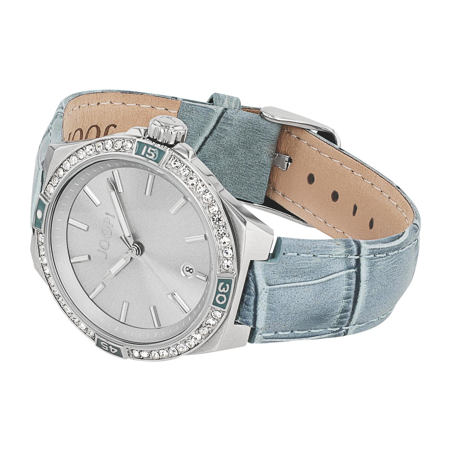 JOOP! Quarzuhr Armbanduhr, Damenuhr, Lederarmband, analog, Jahr, Monat