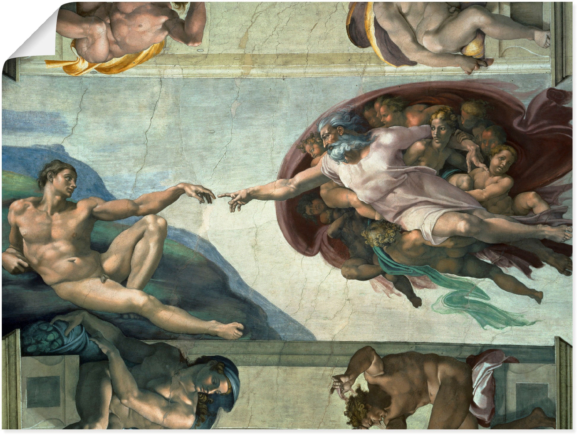 Wandbild »Die Erschaffung des Adam«, Religion, (1 St.), als Leinwandbild, Poster,...