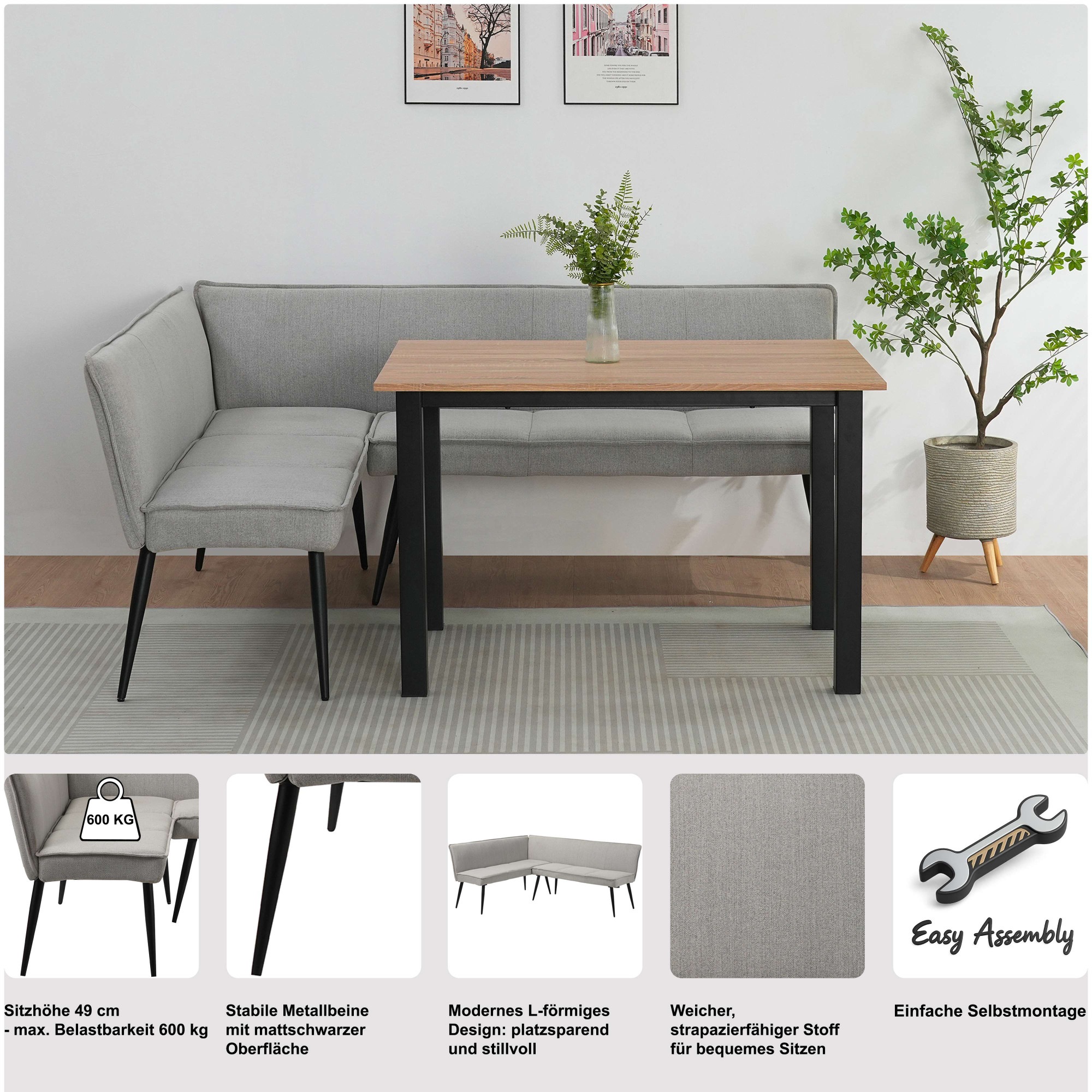 OTTO home Essbank »Ianna« gepolsterte Rückenlehne und Sitzfläche