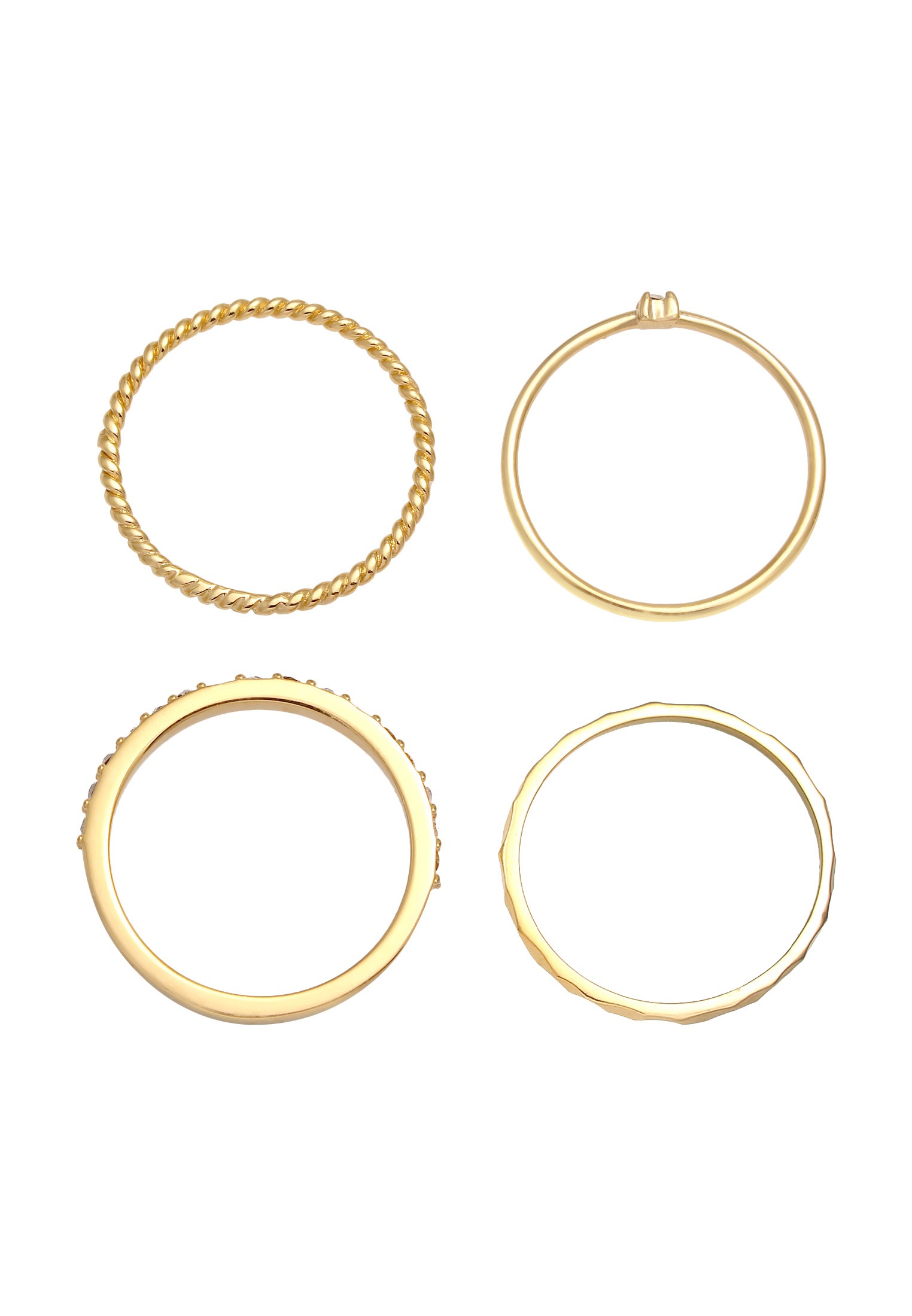 Elli Ring-Set »Ring Kristalle Stapelring Gedreht 4er Set 925 Silber«