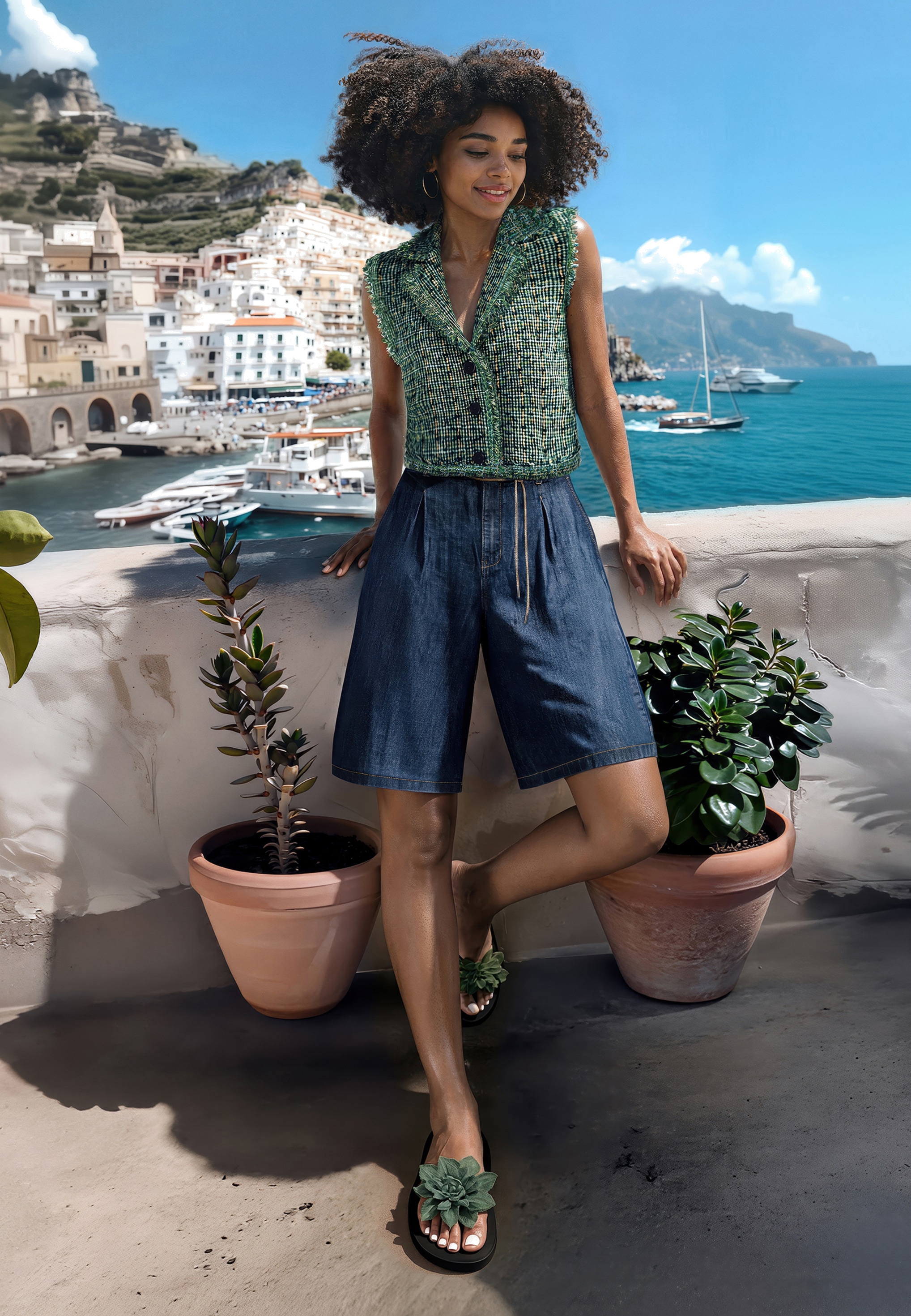Cartoon Bermudas »Bermuda mit Bindegürtel«