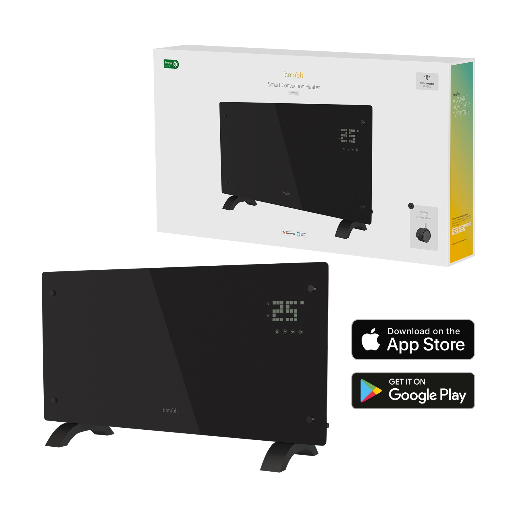 Hombli Smart-Home-Zubehör »Glass Convection Heater« 2000 W in schwarz