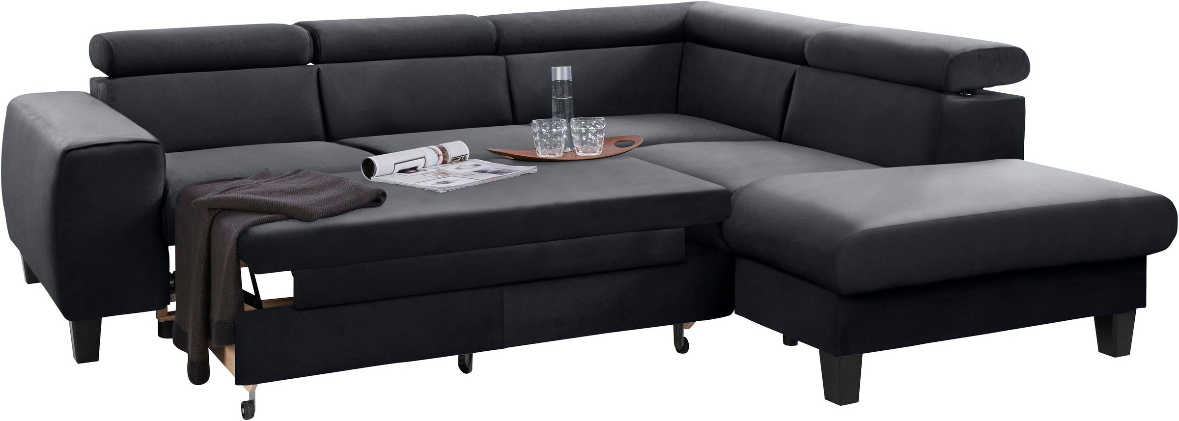 COTTA Polstergarnitur »Morven L-Form«, (Set), Set bestehend aus: Ecksofa mit Kopfteilverstellung & Hocker