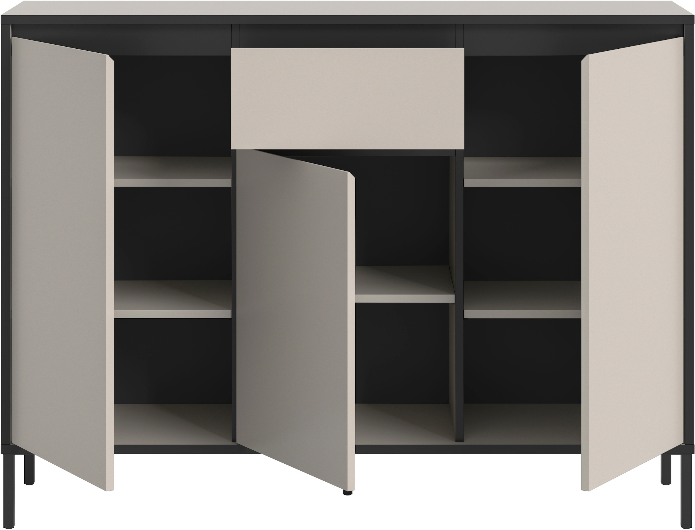 INOSIGN Sideboard »NORT, Höhe: 101cm, mit Metall Stabfuß, 3 Türen, 1 Schubkasten« Anrichte, Kommode, Schrank, Board, Higboard