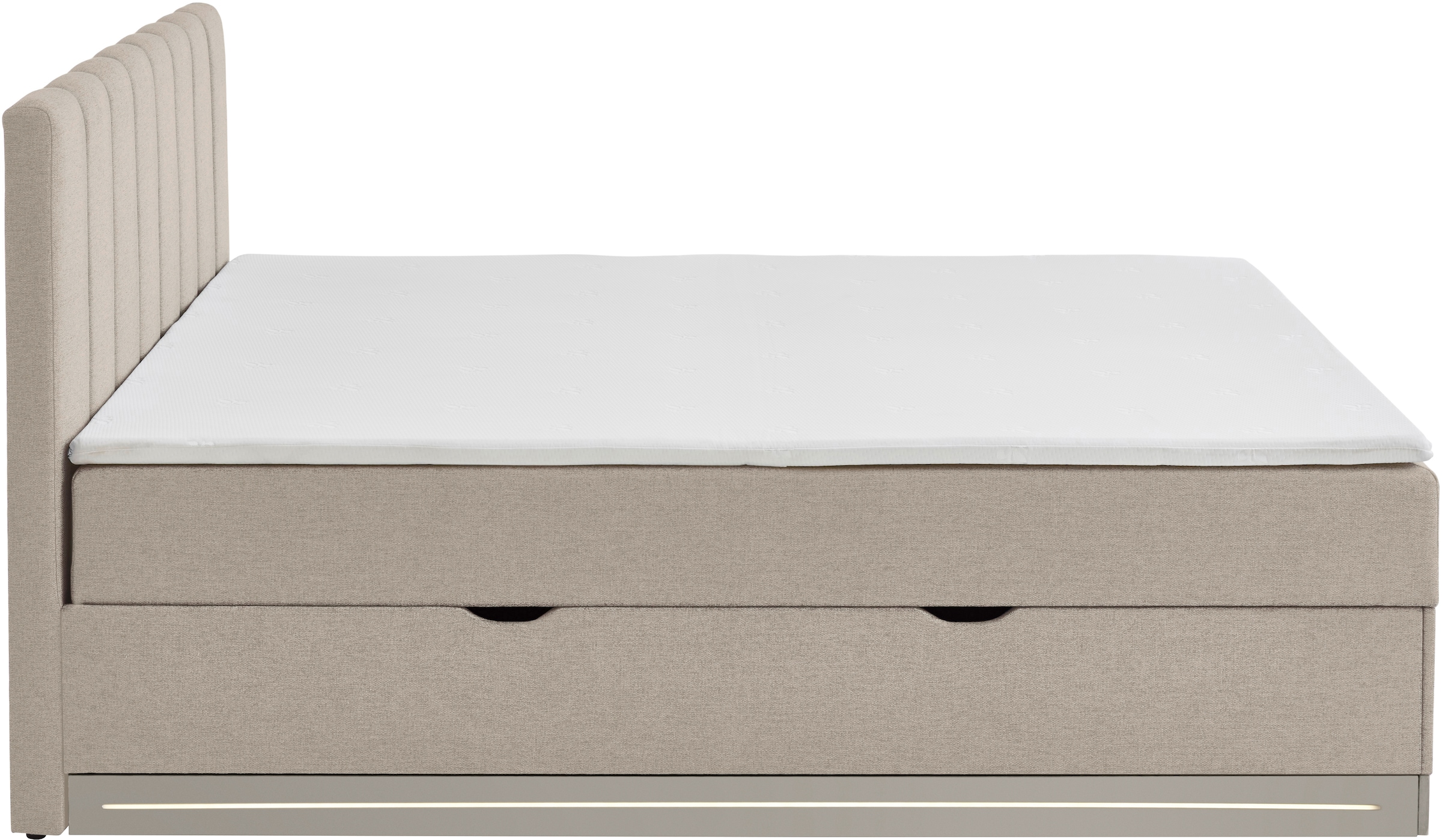 Home affaire Boxbett »WAKKANAI, Polsterbett mit Bettkasten, inkl. Taschfederkernmatratze H3« mit PUR-Schaum-Topper, mit LED-Lichtleiste, LIegefläche 180x200cm