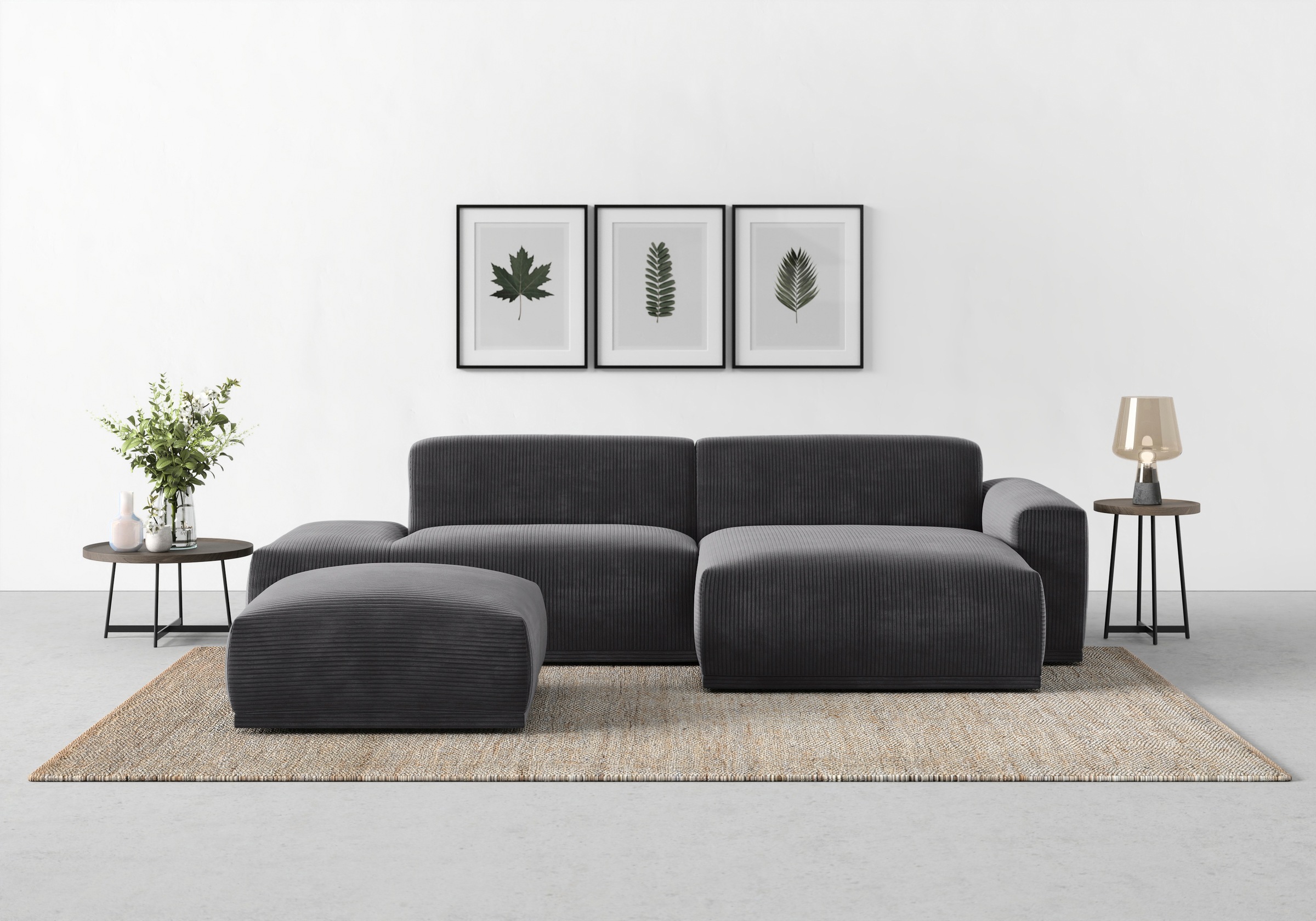 TRENDMANUFAKTUR Hocker »Braga, mit hochwertigem Kaltschaum, quadratisch, in Cord erhältlich«, (1 St.), moderner Polsterhocker, 85/42/85 cm (B/H/T)