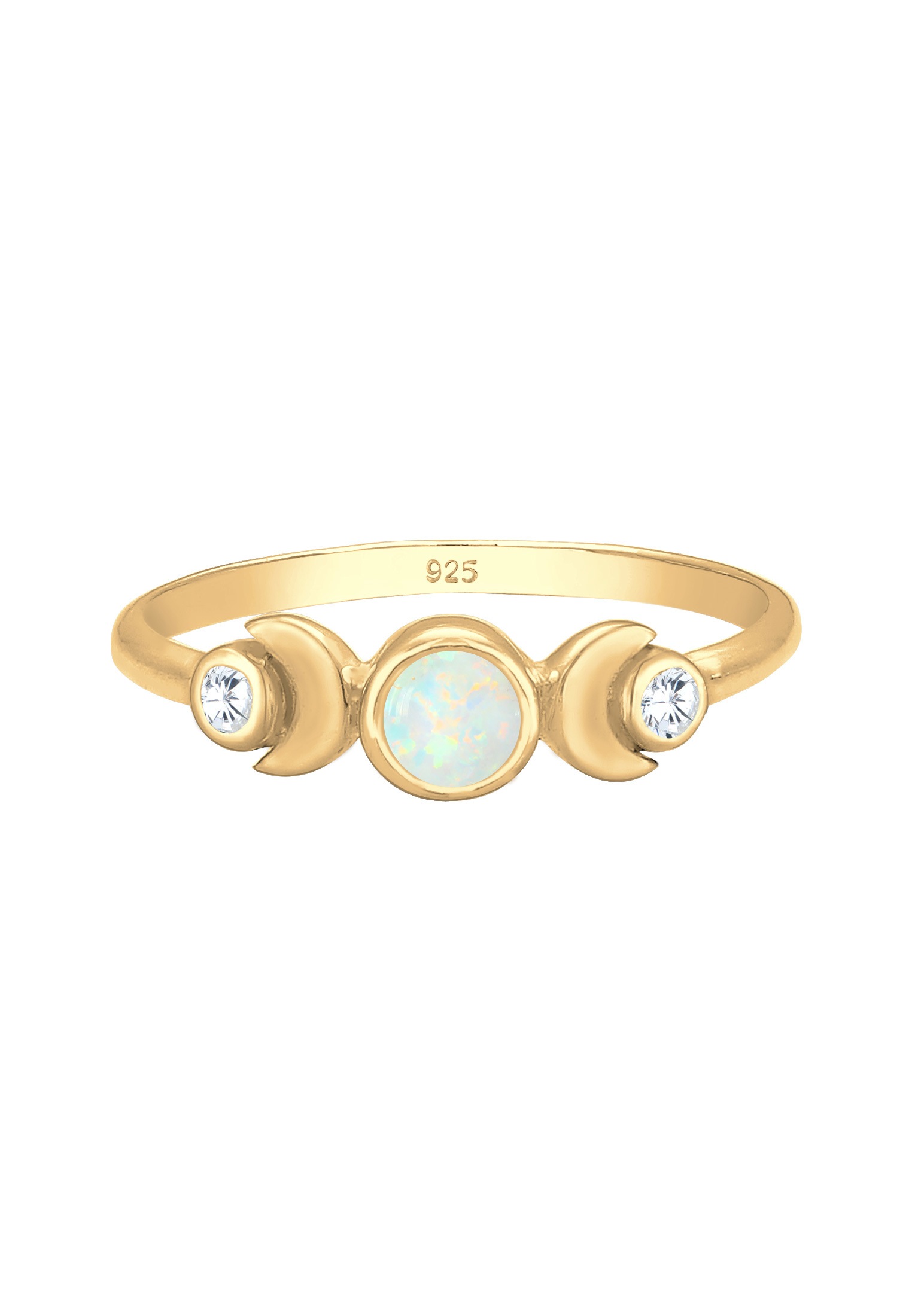 Elli Silberring »Ring Halbmond Zirkonia Synthetischer Opal 925 Sterling Silber«