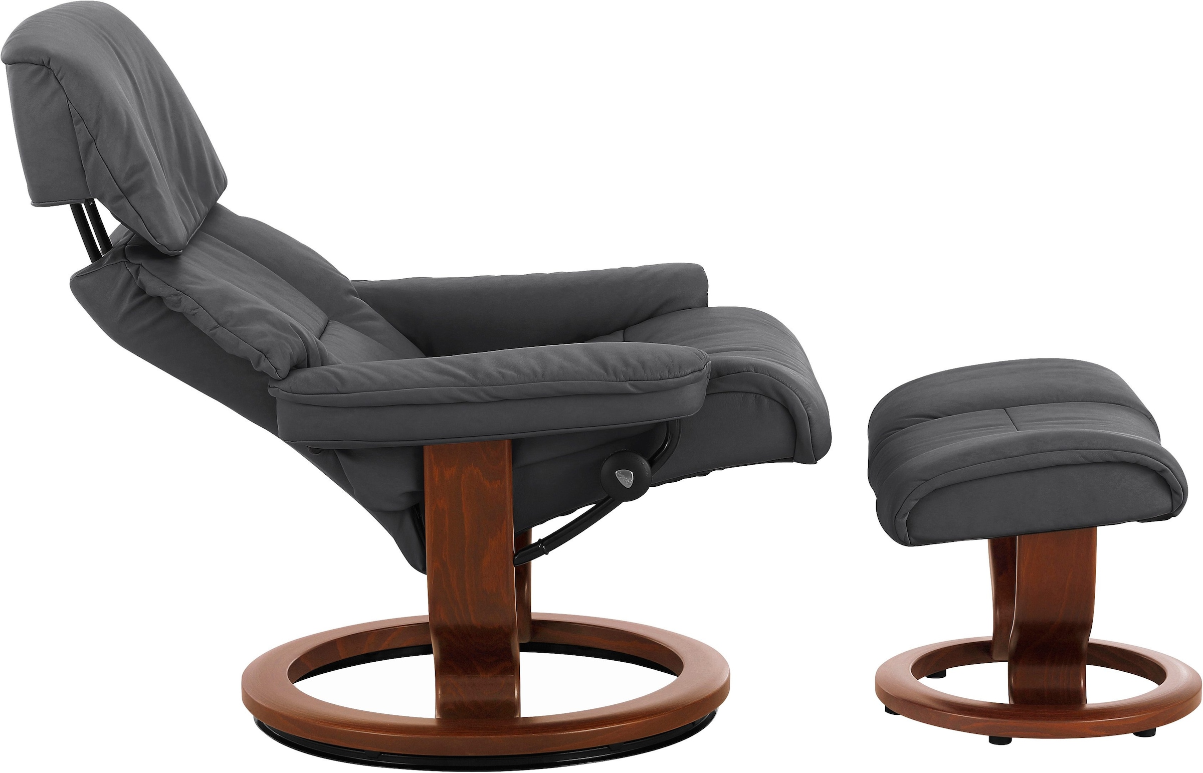 Stressless® Relaxsessel »Ruby«, (Set, Relaxsessel mit Hocker), mit Classic Base, Größe M, Gestell Eiche, Wenge, Braun & Schwarz