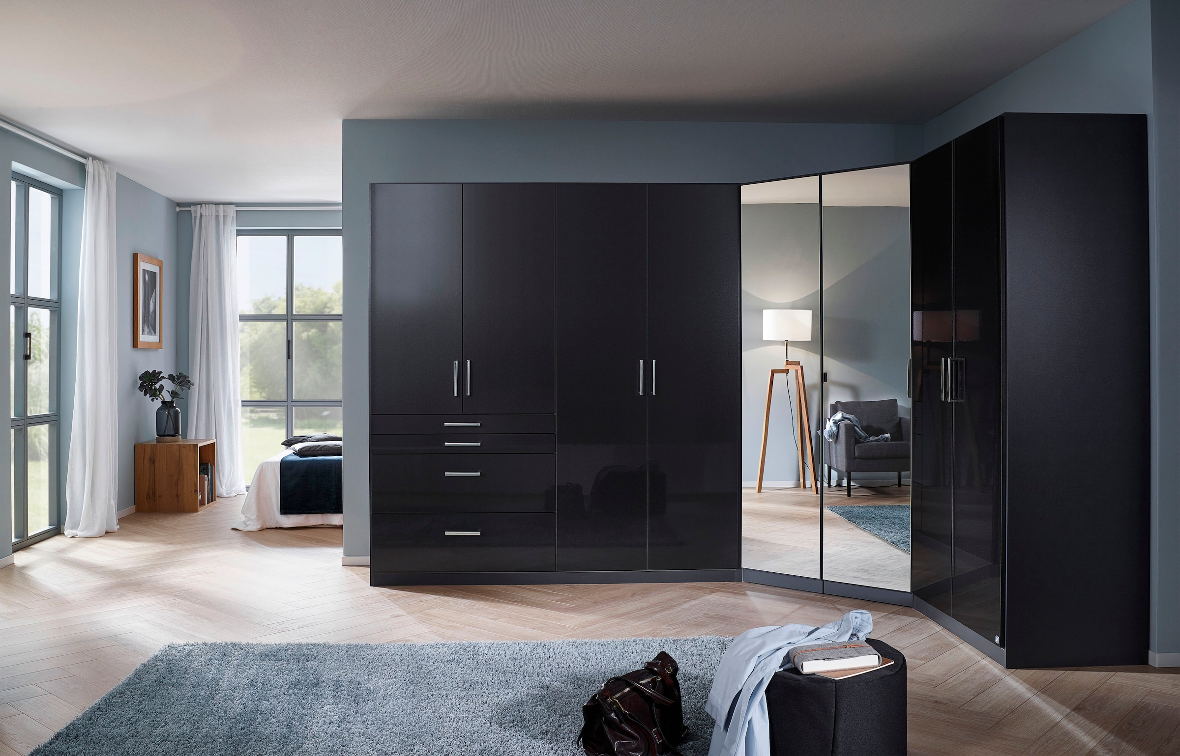 rauch Schrank-Set »Kleiderschrank Schrank Garderobe Garderobenschrank Eckschrank HOMBURG«, viel Stauraum, oberer Schubkasten mit Einteilung MADE IN GERMANY
