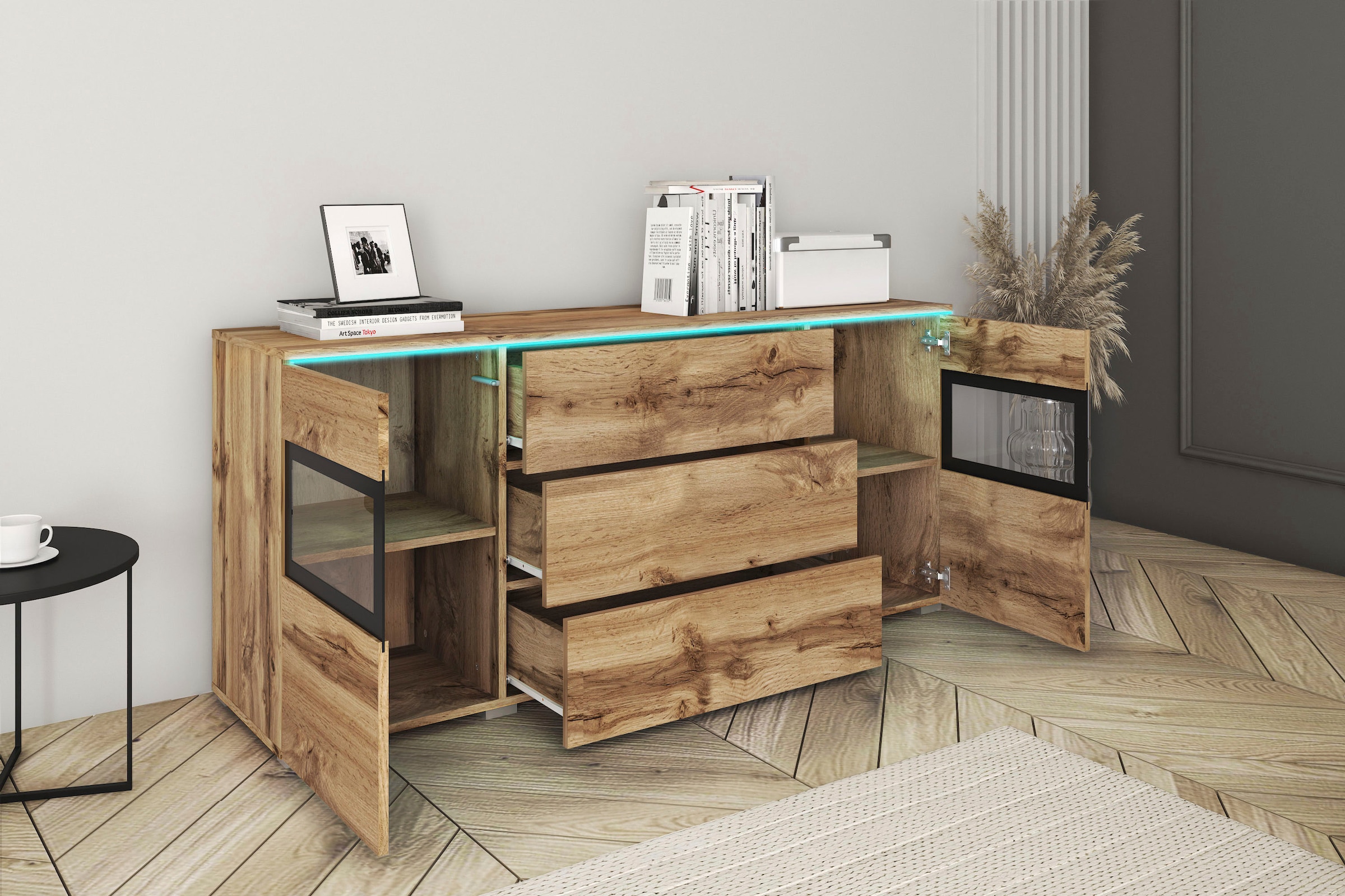 INOSIGN Sideboard »VERA«, Moderne grifflose Kommode,verstellbare Einlegeböden
