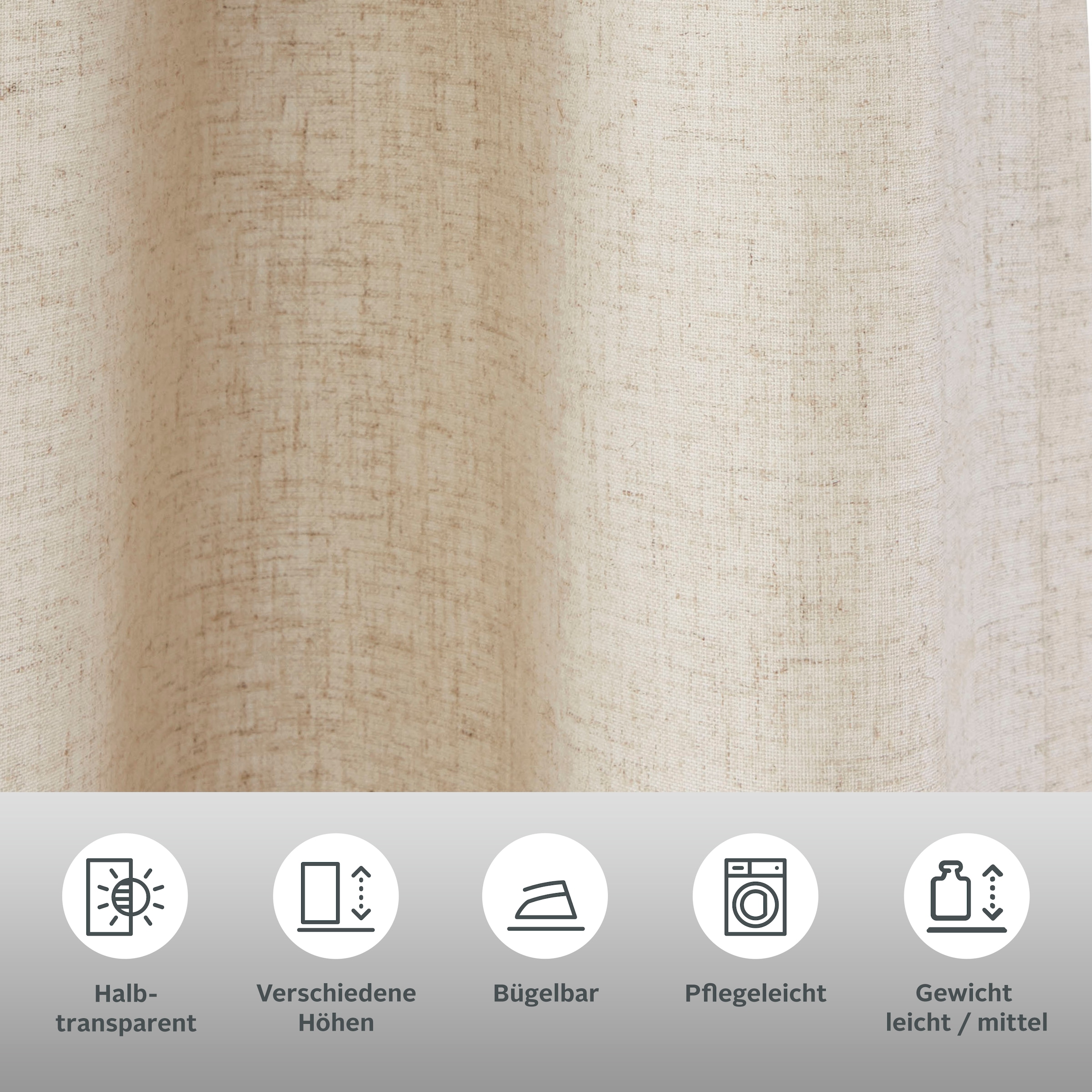 my home Gardine »Rudy«, (1 St.), Halbtransparent, Leinenlook, Polyester, Längsstreifen