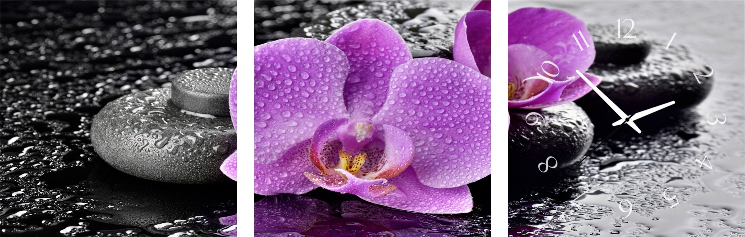 Conni Oberkircher´s Bild »Violet Flower«, Orchidee, (Set), mit dekorativer Uhr