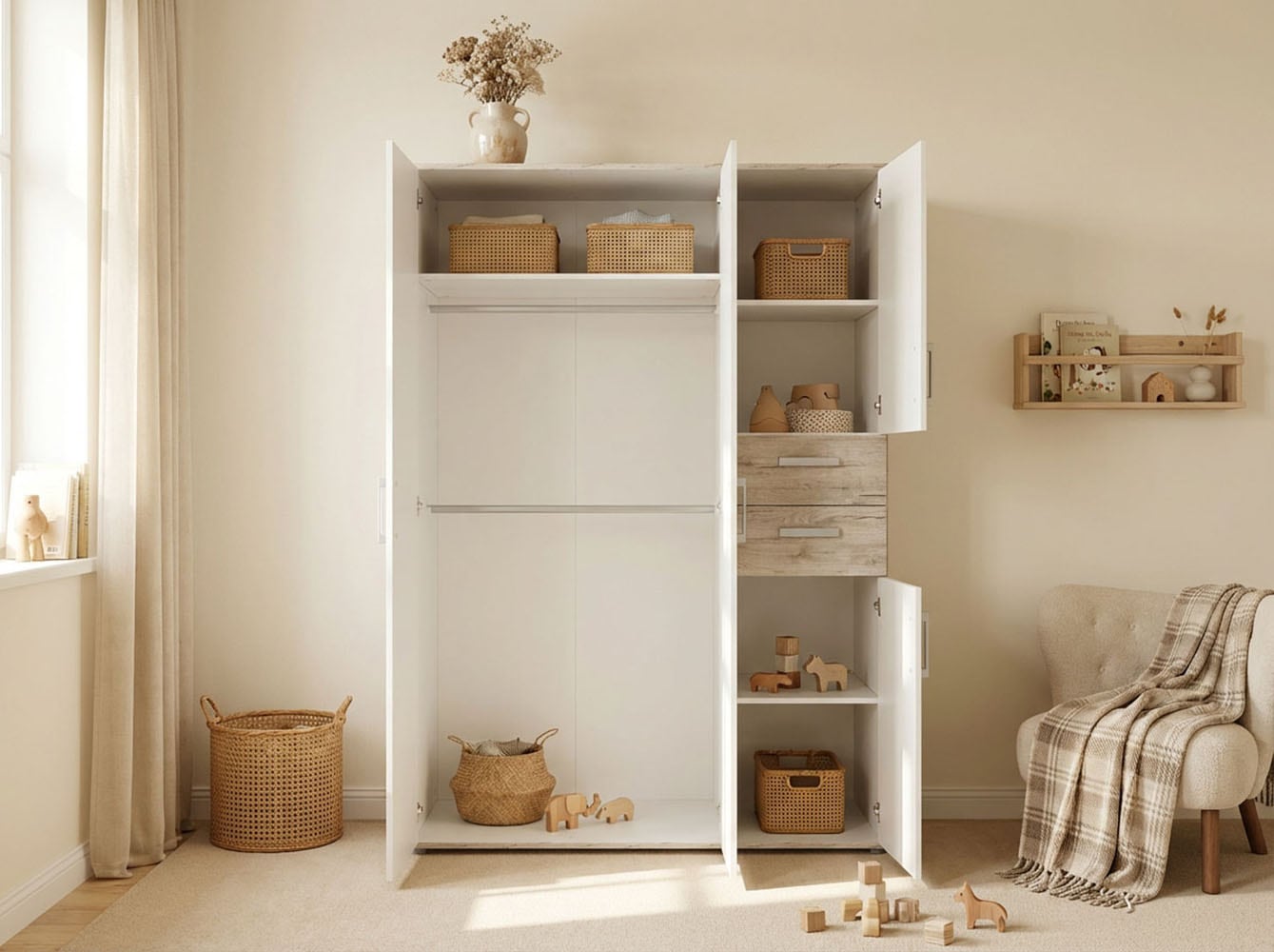 arthur berndt Jugendzimmer-Set »Jugendzimmer-Set »Bente« 2-teilig« 2 Stk. tlg. Eiche-Sand/Weiß Nachbildung