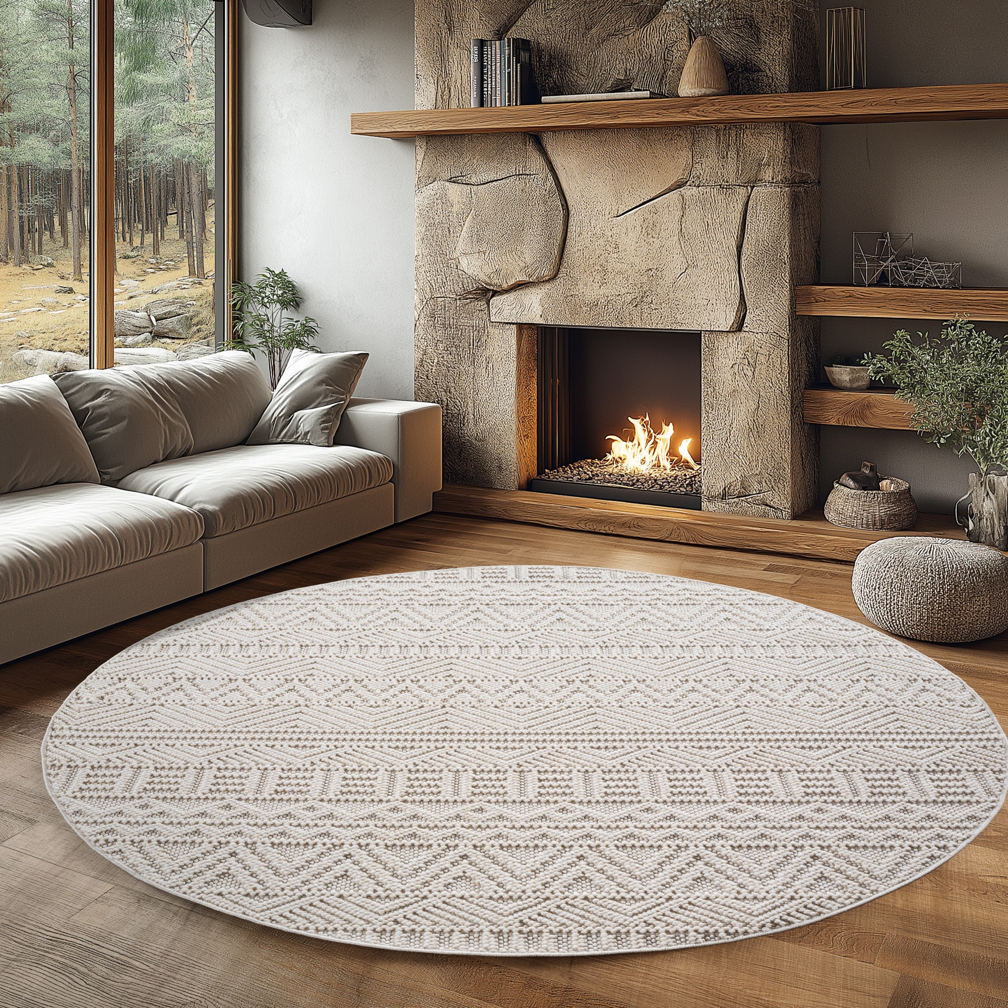 Ayyildiz Teppiche Teppich »HELIX 2202  , auch als Läufer und Rund erhältlich« rund 7 mm Höhe 3D-Effekt durch Cut-Loop-Webtechnik, Woll-Optik, Bouclé, Wohnzimmer