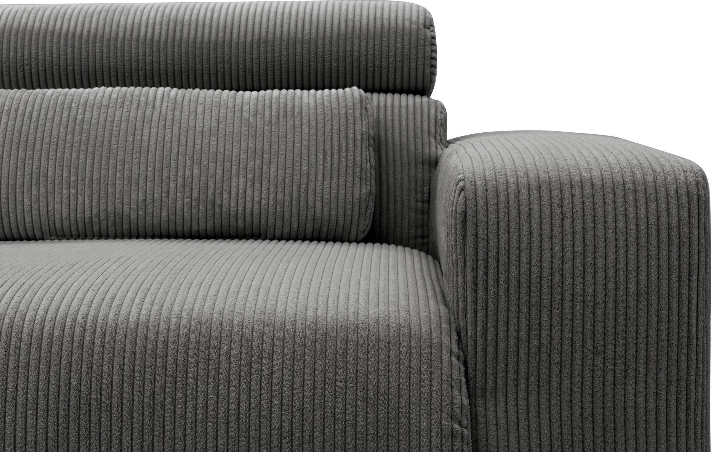 DOMO collection Ecksofa »Brandon B/T: 214/175 cm, belastbar bis 140kg/ Sitz, L-Form«, Cord, grau