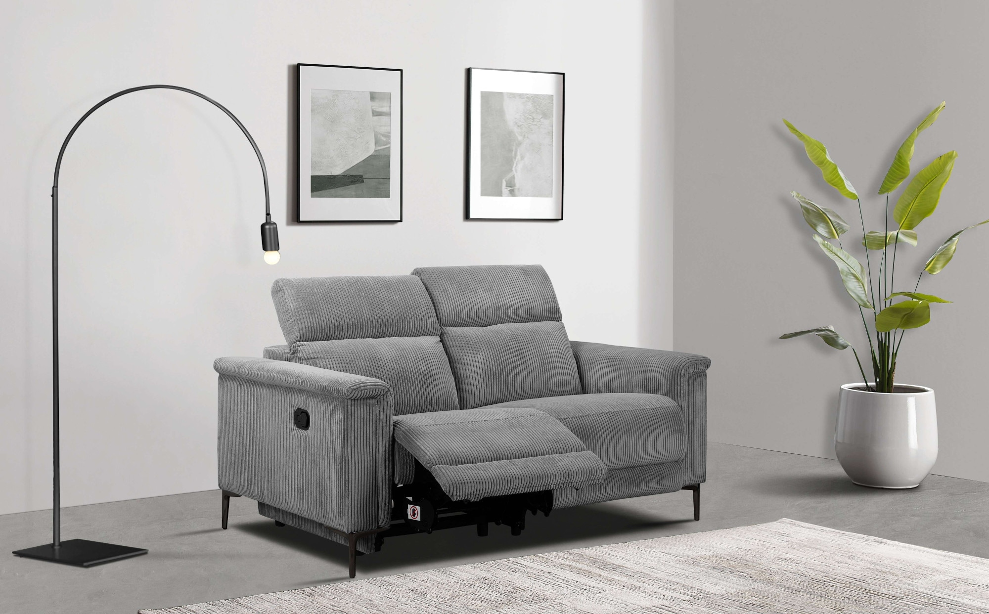 Home affaire 2-Sitzer »LUND Cord, 160 cm, manuelle o. elektrische Relaxfunktion« USB-C bei elektrischer Ausführung, mit Kopfteilverstellung