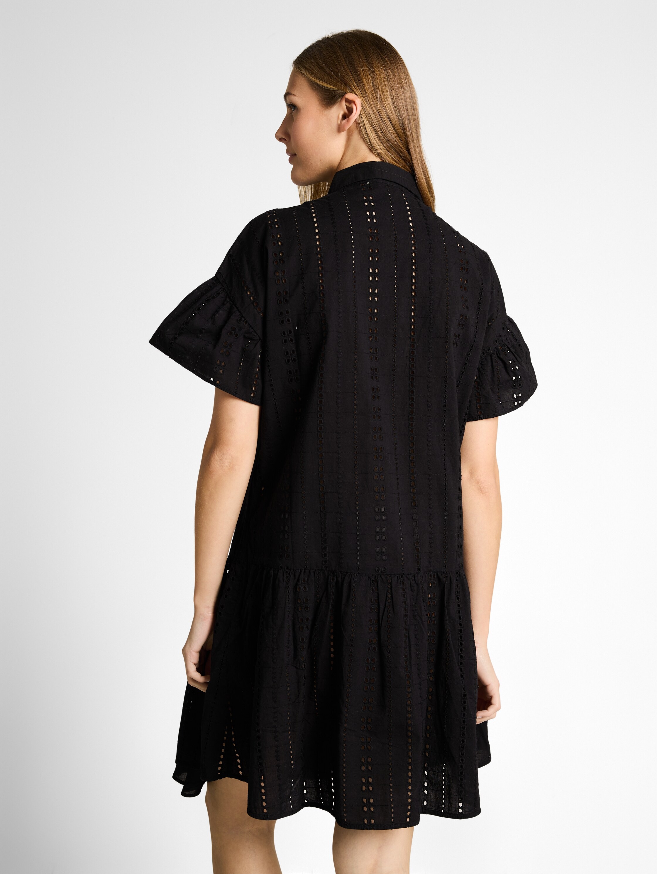 TOM TAILOR Denim Hemdblusenkleid Ohne Taschen Sommerkleid mit Häkel-Details