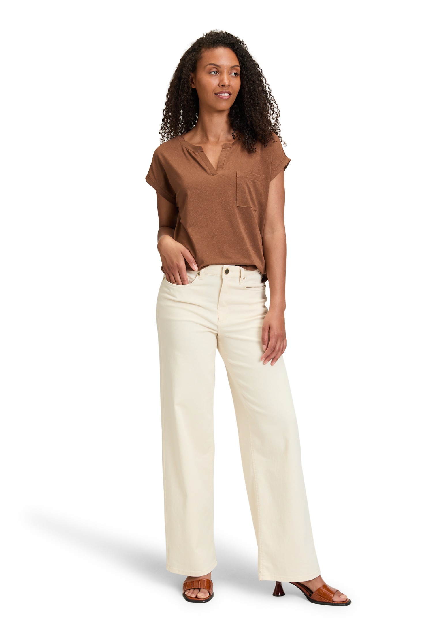 Betty&Co Kurzarmshirt »Casual-Shirt mit Perlen«