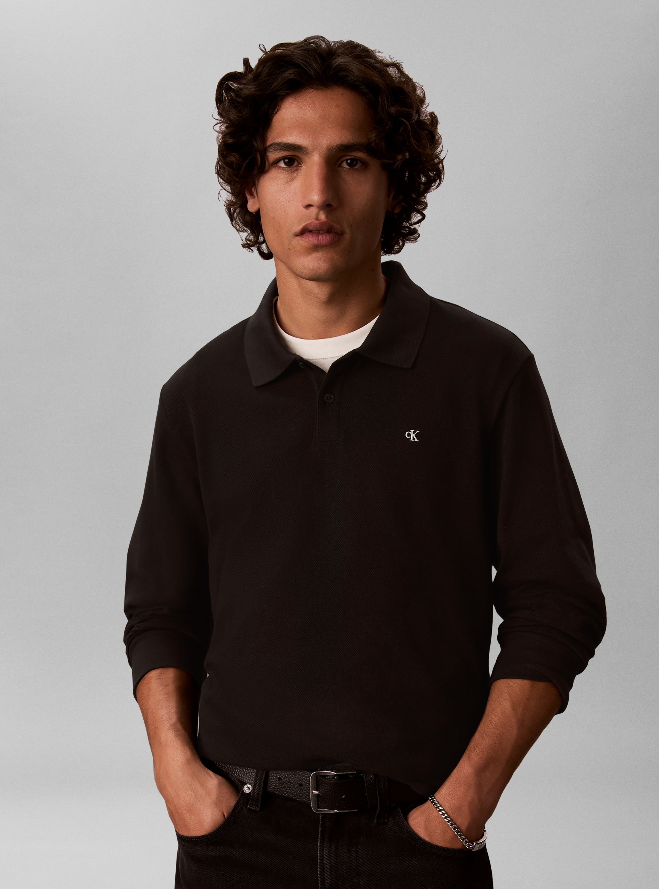 Calvin Klein Jeans Langarm-Poloshirt »PIQUE EASY POLO« Regular fit mit Polokragen