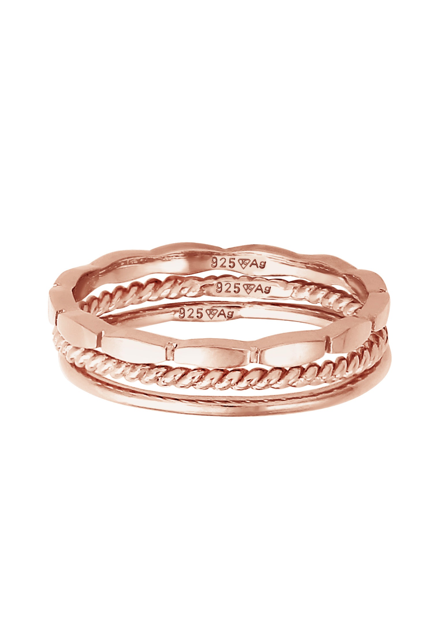 Elli Ring-Set »Ring Stapelringe Stacking Bandring 3er Set 925 Silber«