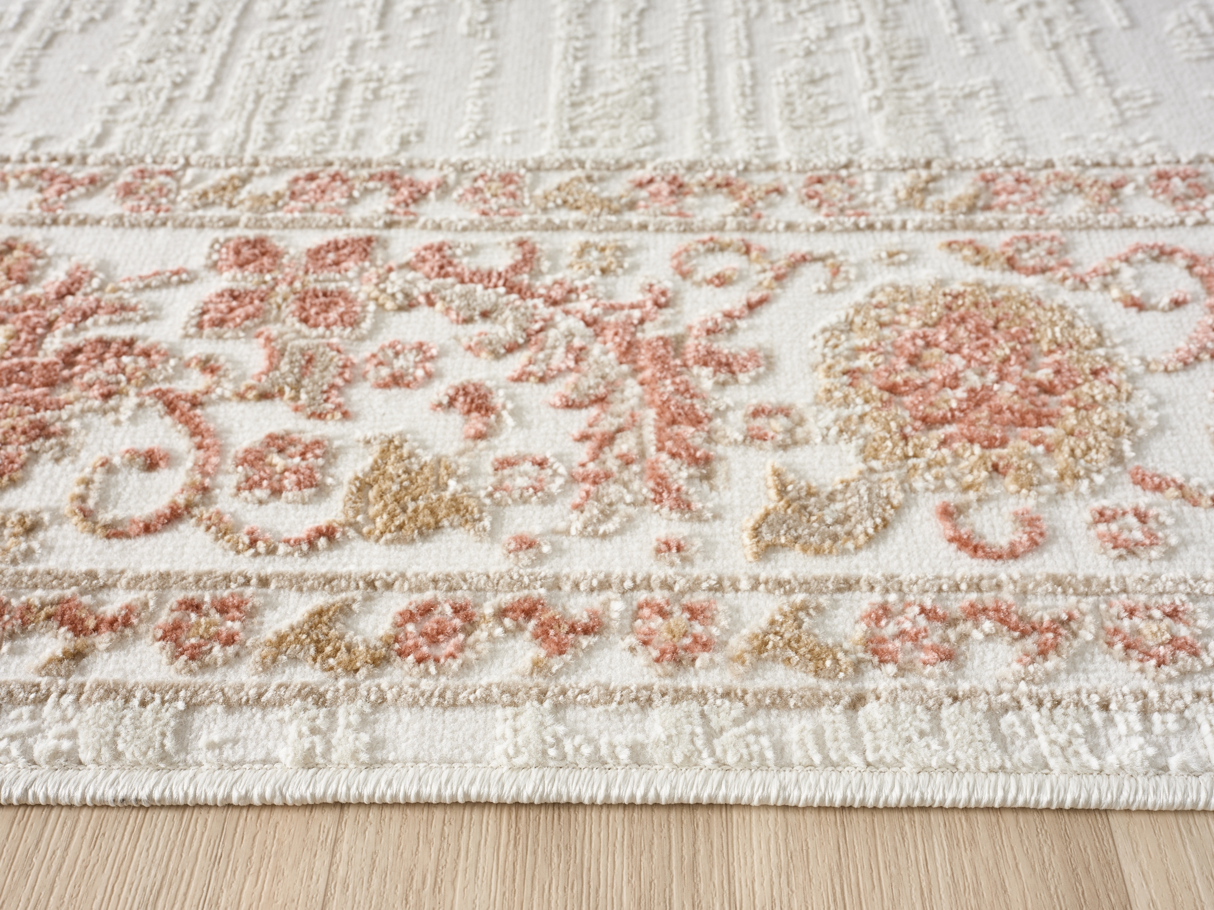 OTTO home Teppich »Fennia, Blumen-Motiv, Orient-Optik« rechteckig 7 mm Höhe Hoch-Tief, Bordüre, Floral, meliert, Wohnzimmer, Schlafzimmer