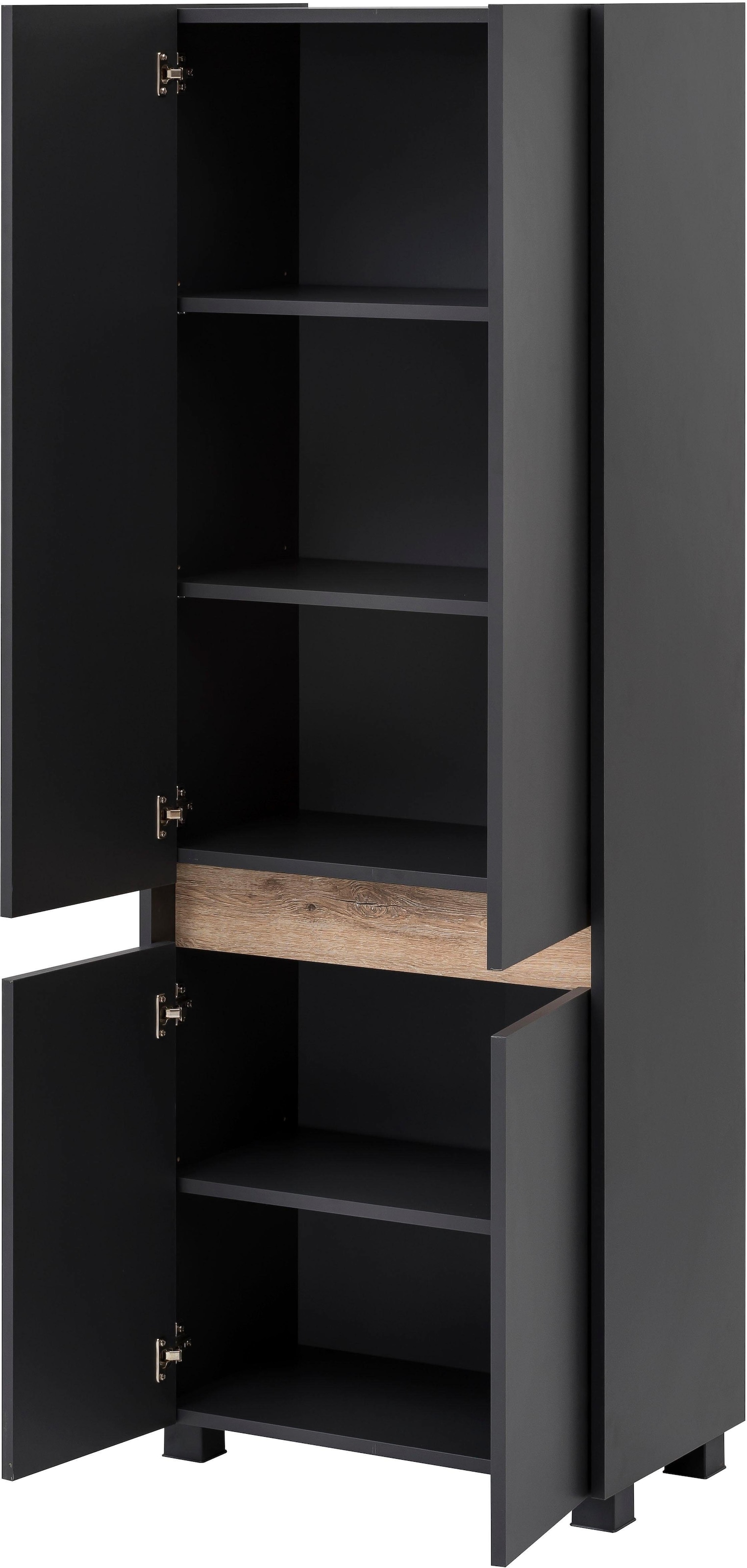 Schildmeyer Hochschrank »Cosmo in verschiedenen Farben made in Germany«, Breite 57 cm, Badezimmerschrank, Blende im modernen Wildeiche-Look