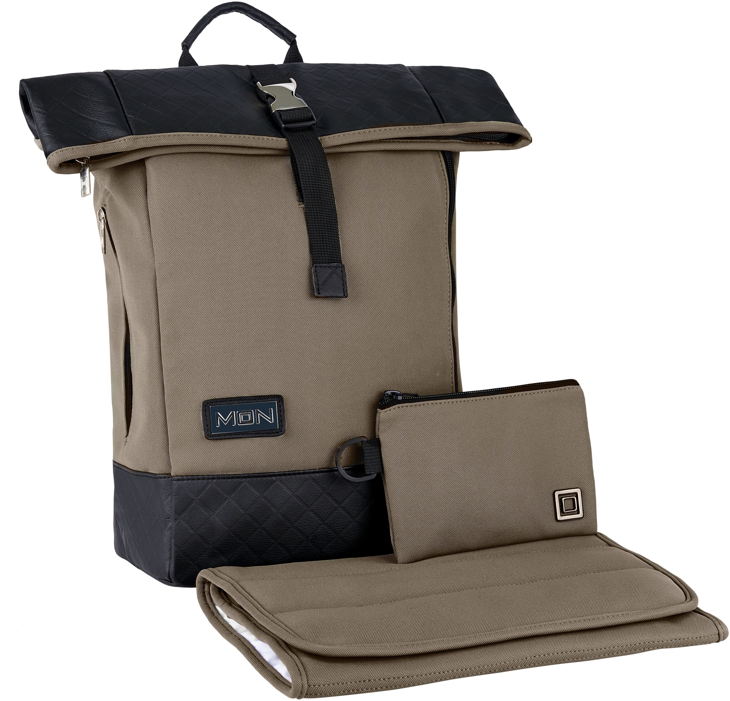 Moon Wickelrucksack »Rolltop, Mud«, mit Befestigungssystem für den Kinderwagen, enthält recyceltes Material